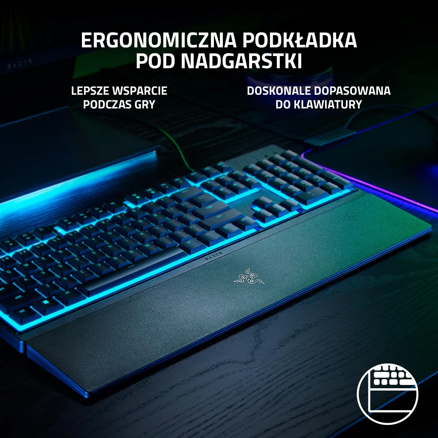 Razer Ornata V3 X - klawiatura do gier z płaską membraną mecha, przełączniki z membraną, ergonomiczne podparcie dłoni, klawisze z powłoką anty-UV) QWERTY US Layout | czarny