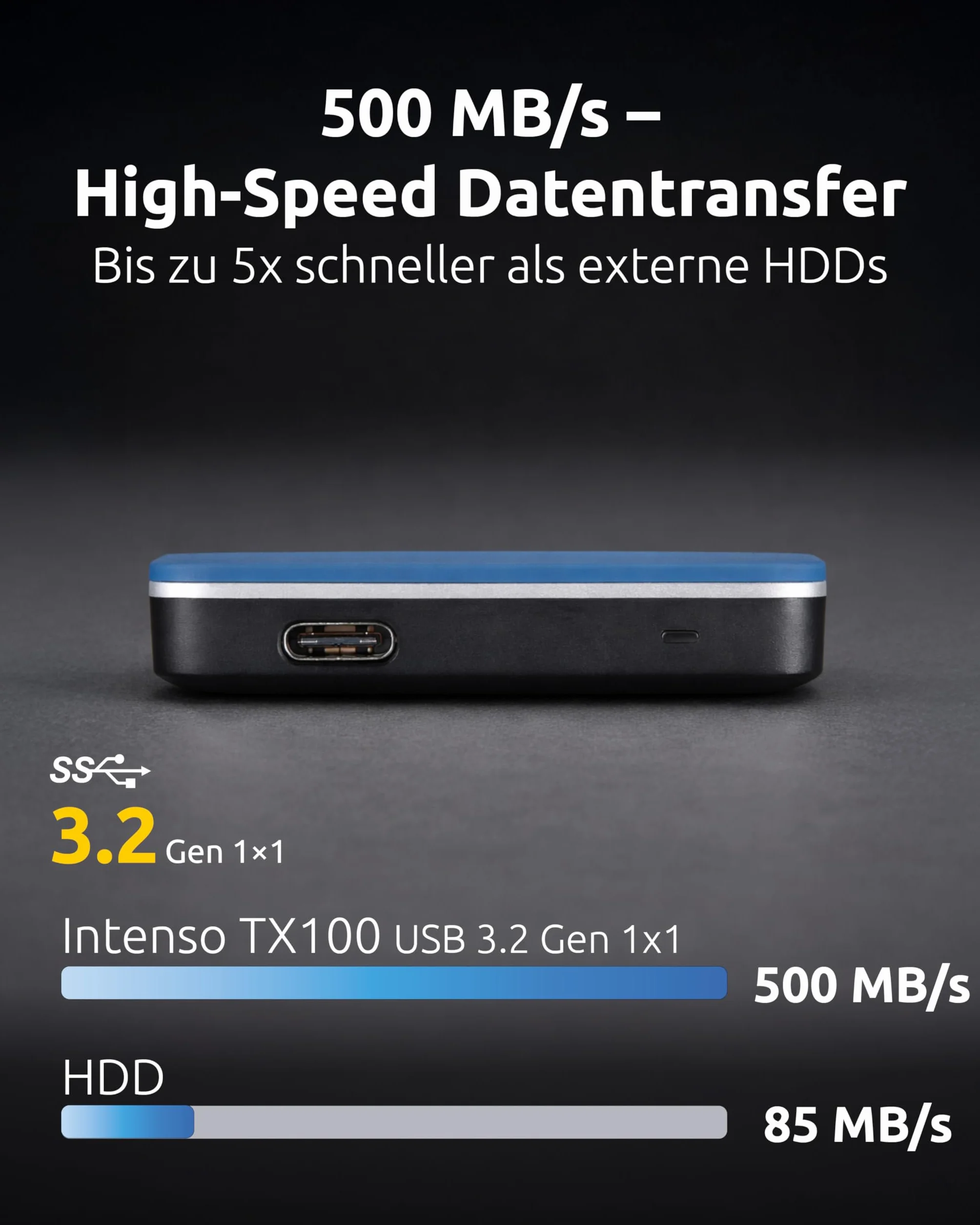 Intenso TX100 Zewnętrzny dysk SSD 250 GB USB 3.2 500 MB/s