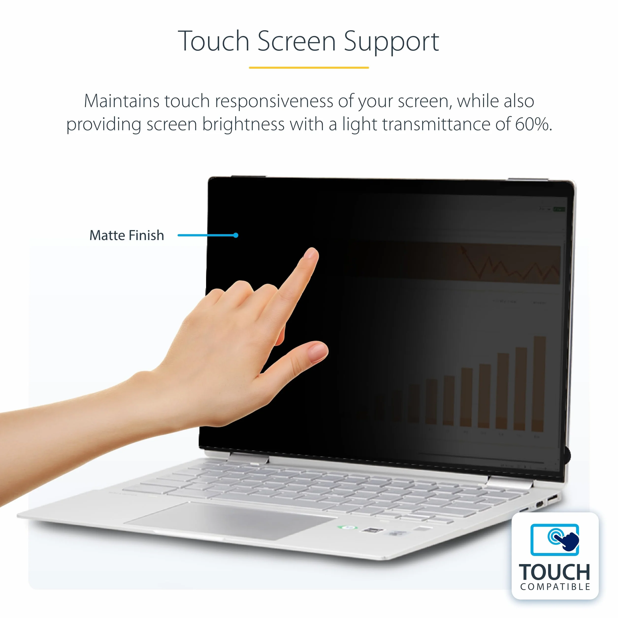 StarTech.com 13,5" ekran dotykowy 3:2, filtr prywatyzujący do laptopa, z klapką