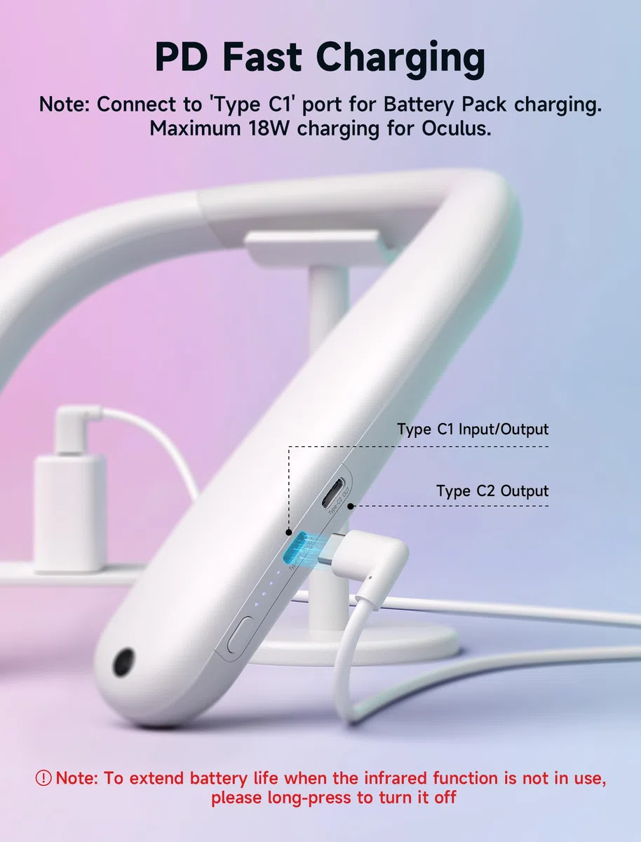 JSAUX Zestaw akumulatorów kompatybilne z Oculus Quest 3 2, 10 000 mAh PD szybka ładowarka (dodatkowy czas odtwarzania 4-6 h), akcesoria VR Extend Power, kompatybilne z Meta Quest 3, PSVR 2, Pico 4
