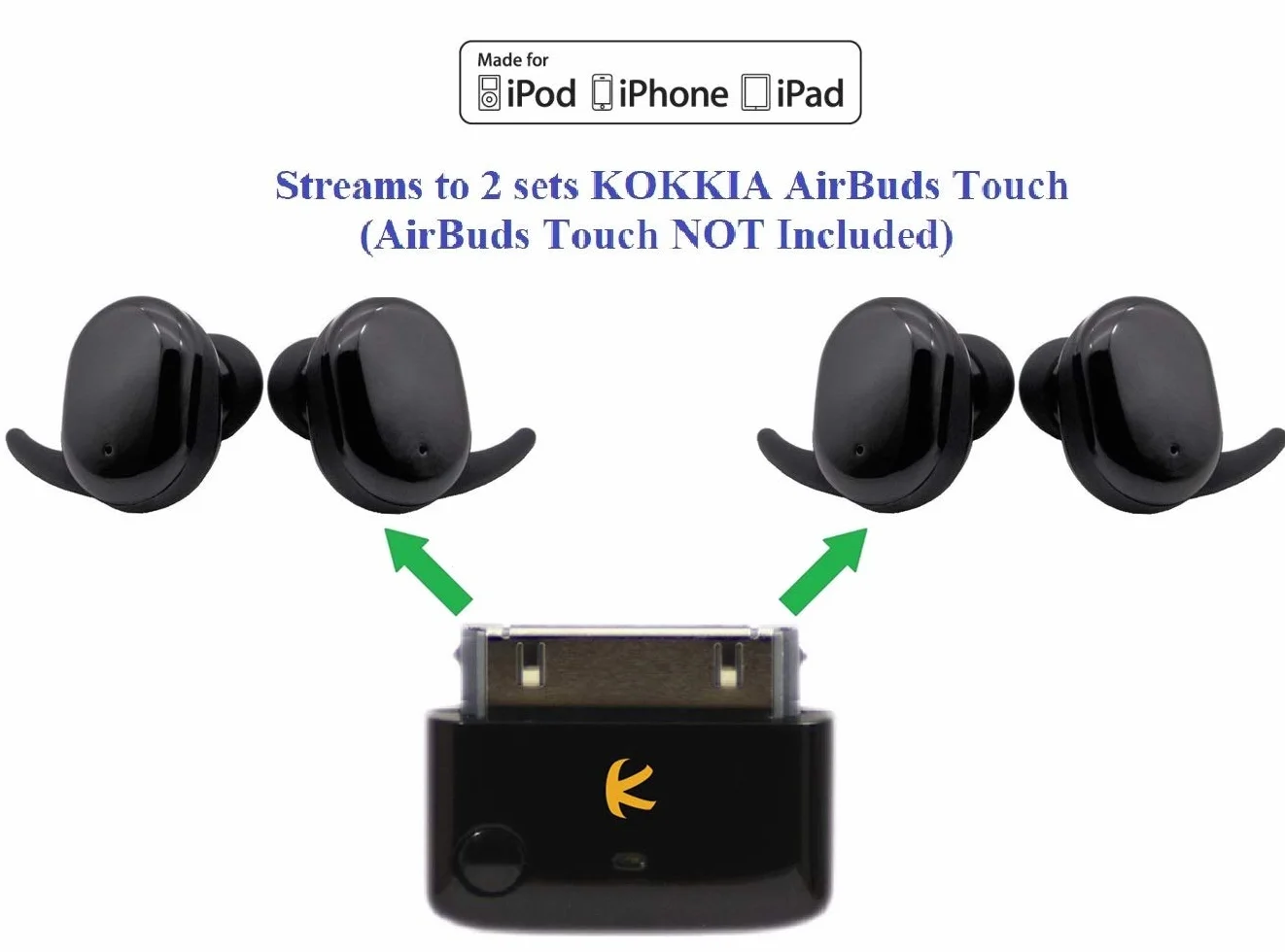 i10_Pro (czarny) : Rozdzielacz nadajnika Bluetooth z przełączanymi kodekami aptX/Low-Latency aptX/FastStream/SBC, kompatybilny z 30-pinowym złączem iPod, iPhone, iPad. Kompatybilny z AirPods.