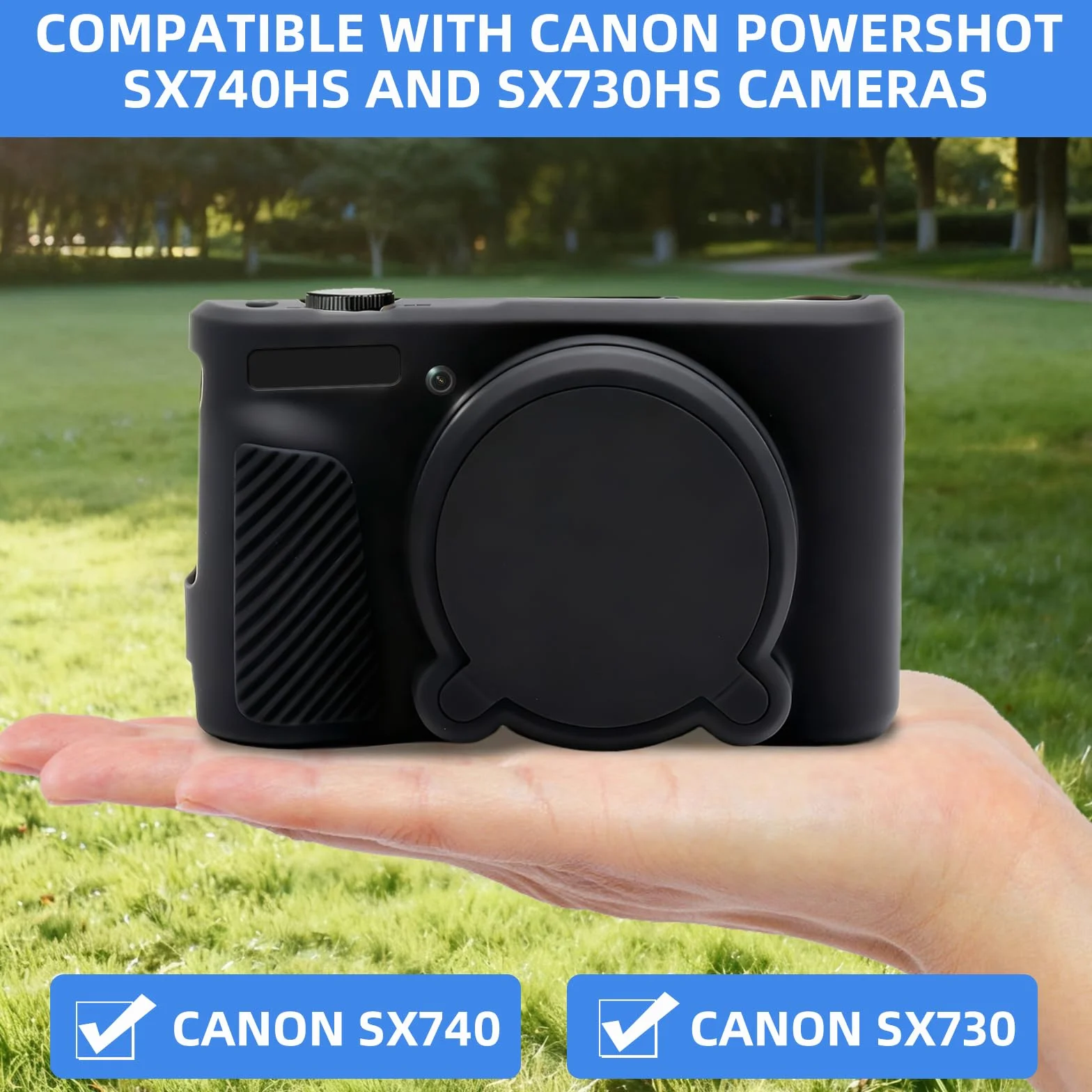 Etui na Aparat Canon PowerShot SX740 SX730 HS - Smukłe, Odporne na Zarysowania Silikonowe Etui Ochronne, Miękkie Pokrowiec Kompatybilny z Canon SX730 SX740 (Czarny)