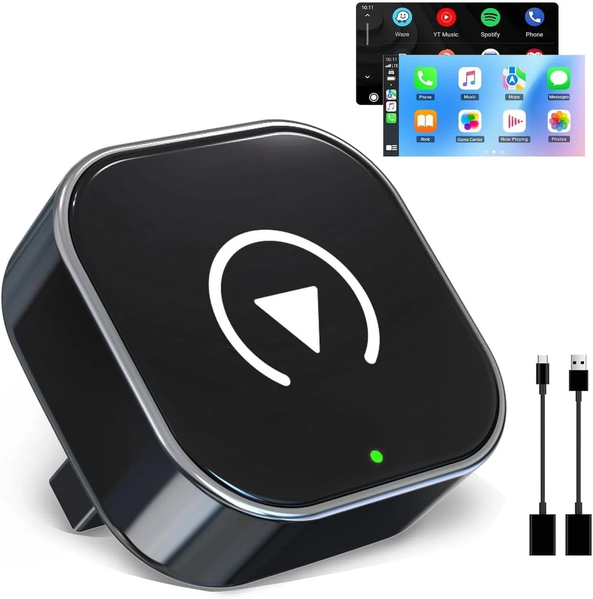 Adapter CarPlay Bezprzewodowy 2025 (2-w-1) - Bluetooth Przekształca Kablowe na Bezprzewodowy CarPlay dla iPhone/Android. Plug & Play, Aktualizacja OTA, Brak Opóźnień.