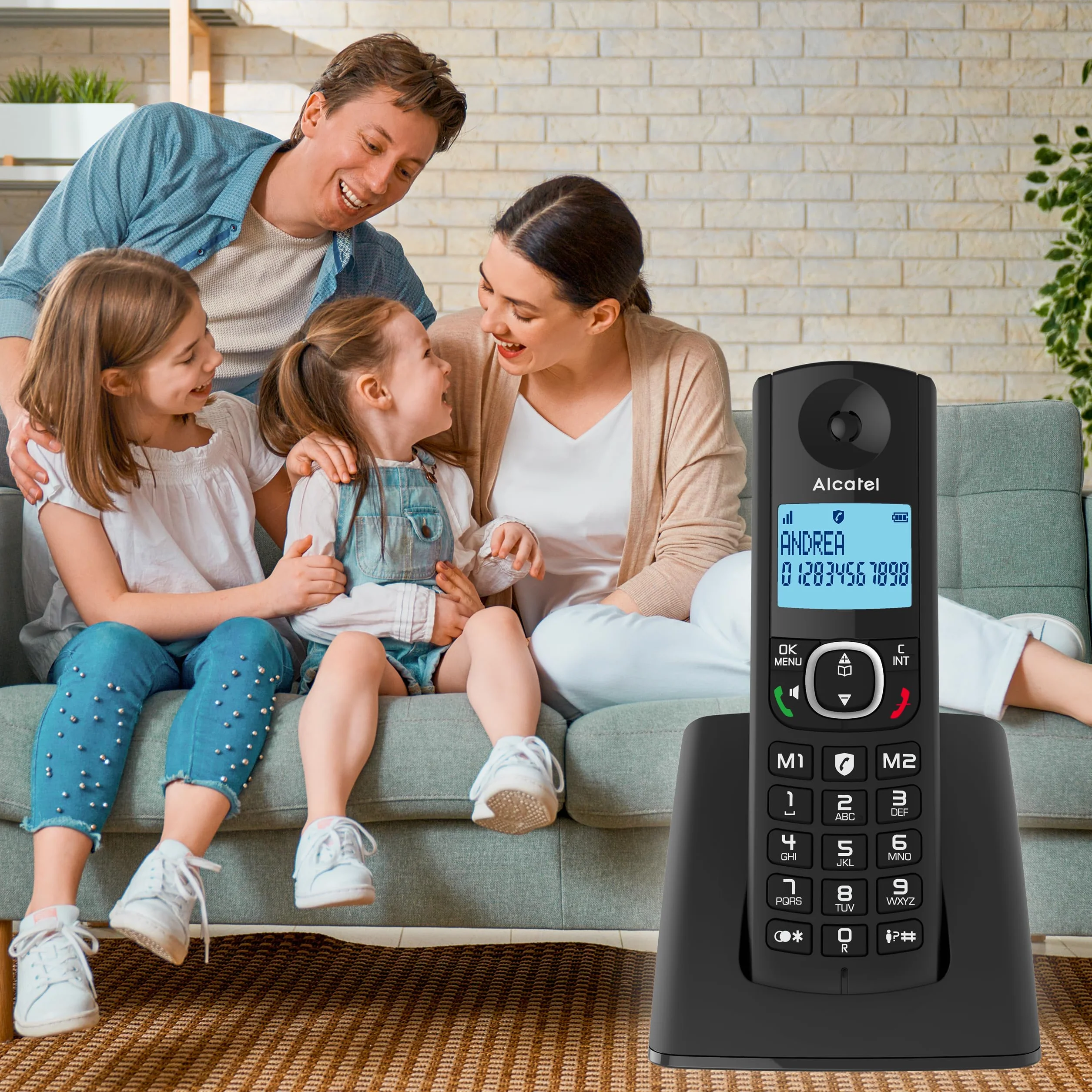 Alcatel F530 Duo, telefon bezprzewodowy z 2 słuchawkami, blokada połączeń, zestaw głośnomówiący i dwie pamięci bezpośrednie, czarny