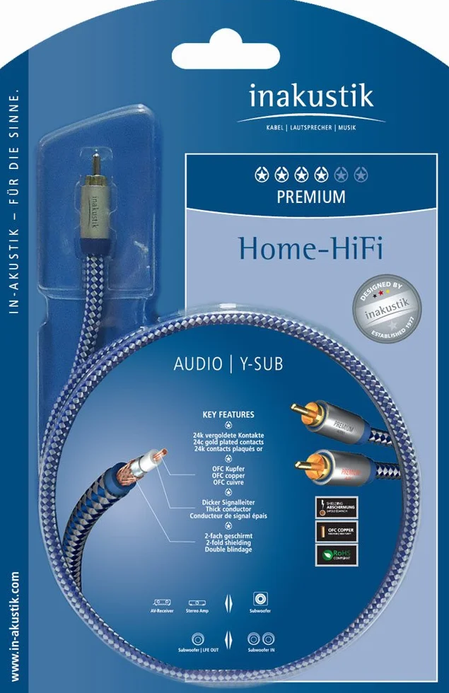 Inakustik Kabel subwoofera Premium Audio Y 1 x cinch na 2 x cinch 3 m
