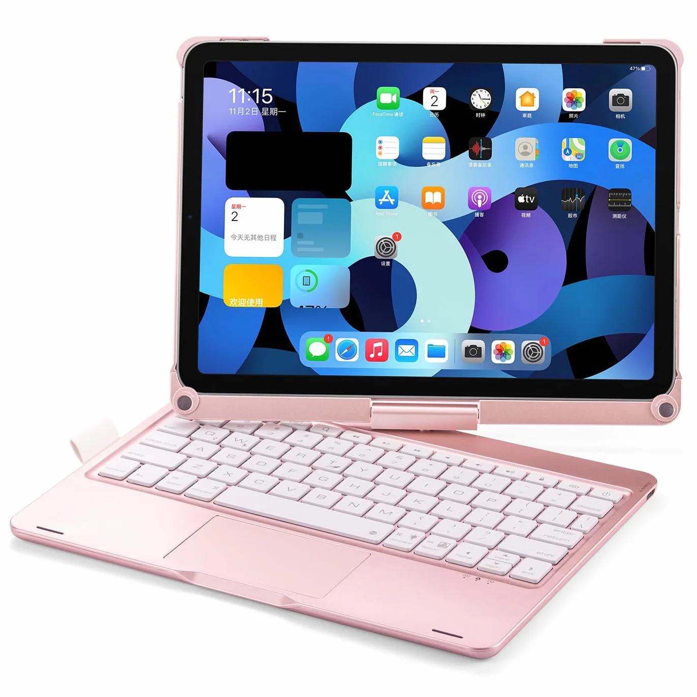 Etui z klawiaturą do iPada Air 4 | Air 5 | Air 11 cali (M2) | Air 11 cali (M3) | Air 11 cali (M4), obracany o 360 stopni touchpad, podświetlana klawiatura