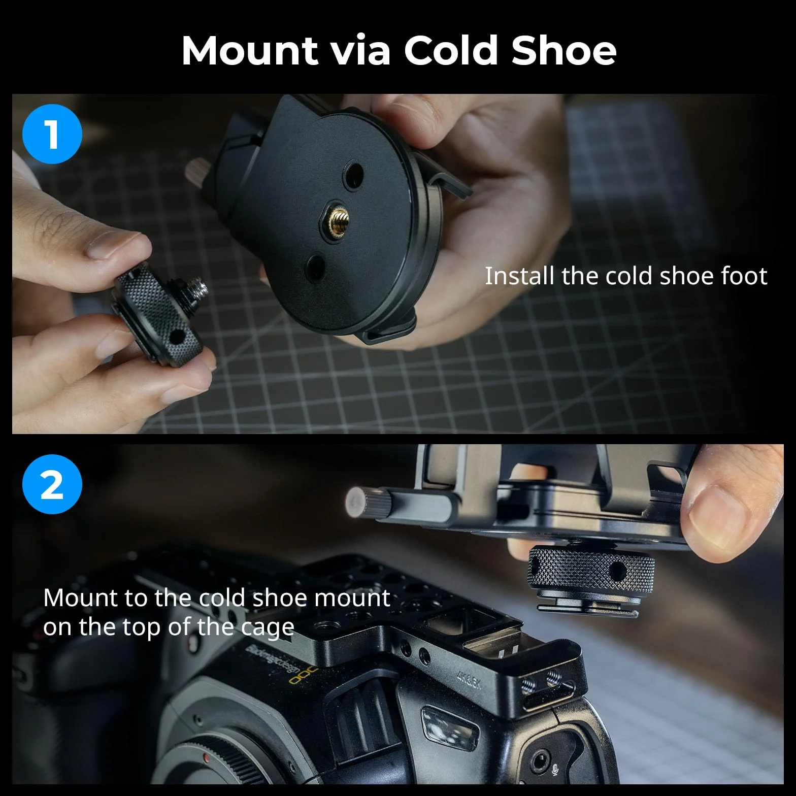 SMALLRIG Uchwyt SSD z zaciskiem kablowym Cold Shoe 40-60 mm do Samsung T5 T7 SanDisk MagSafe iPhone 5196