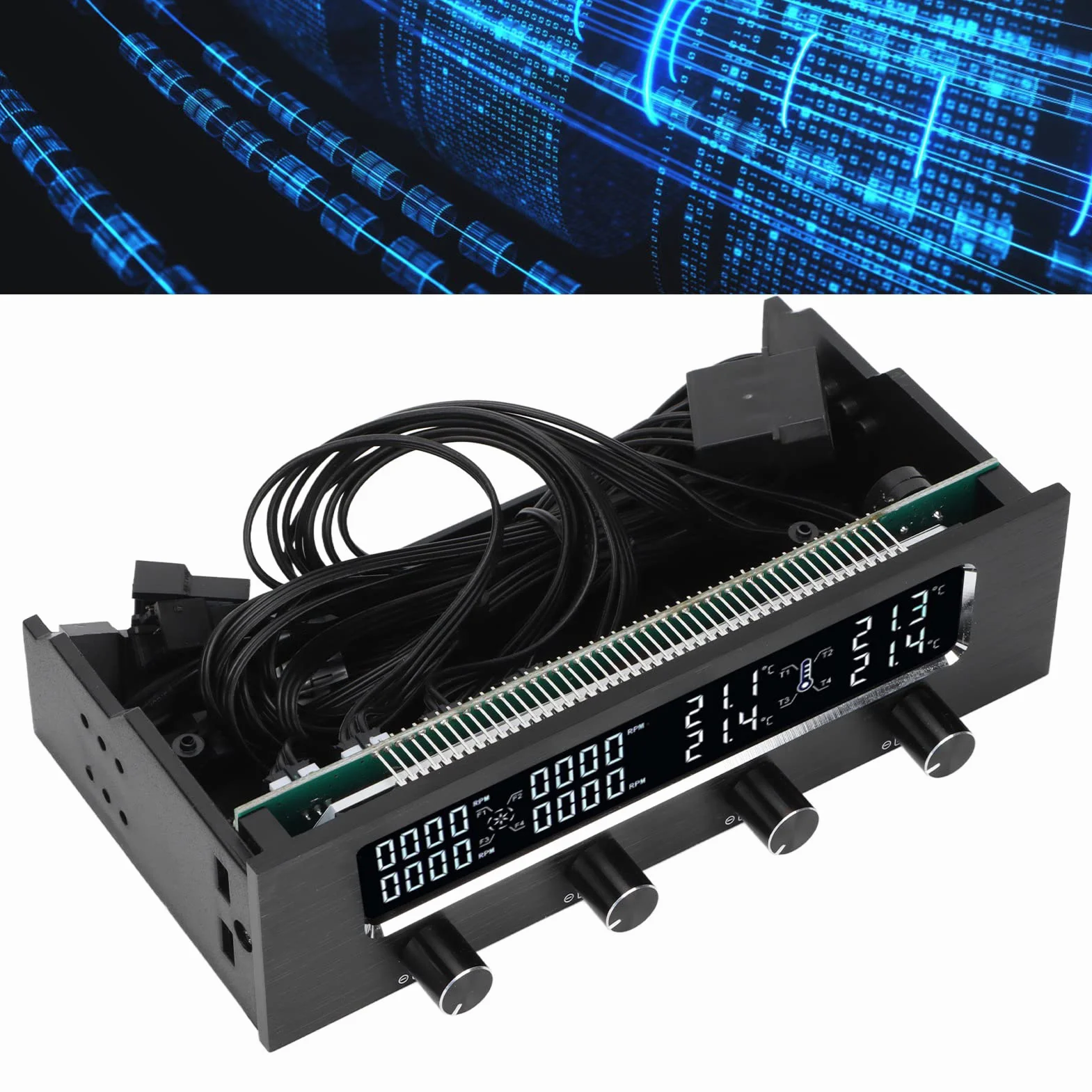 PUSOKEI Kontroler wentylatora PC regulator prędkości wentylatora z wyświetlaczem LCD regulator temperatury