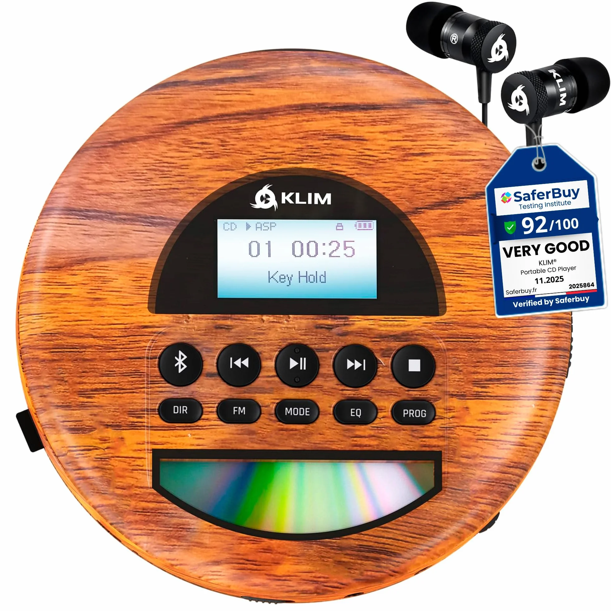 KLIM Nomad Wood Przenośny odtwarzacz CD MP3 Bluetooth Radio FM