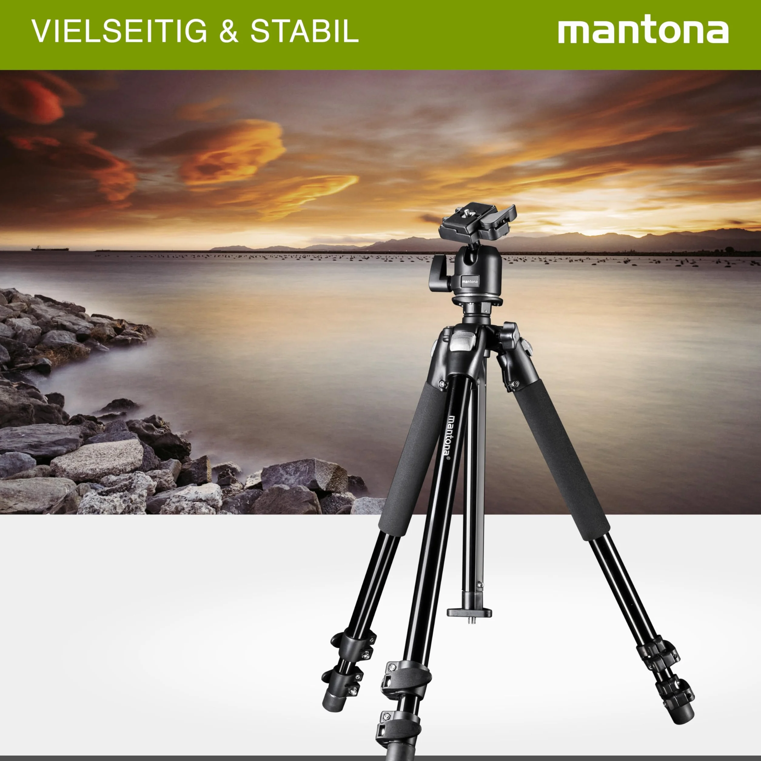 Mantona Statyw Pro Makro II (z głowicą kulową, zdejmowaną kolumną środkową i adapterem do uziemienia do makrofotografii, nośność 5 kg)