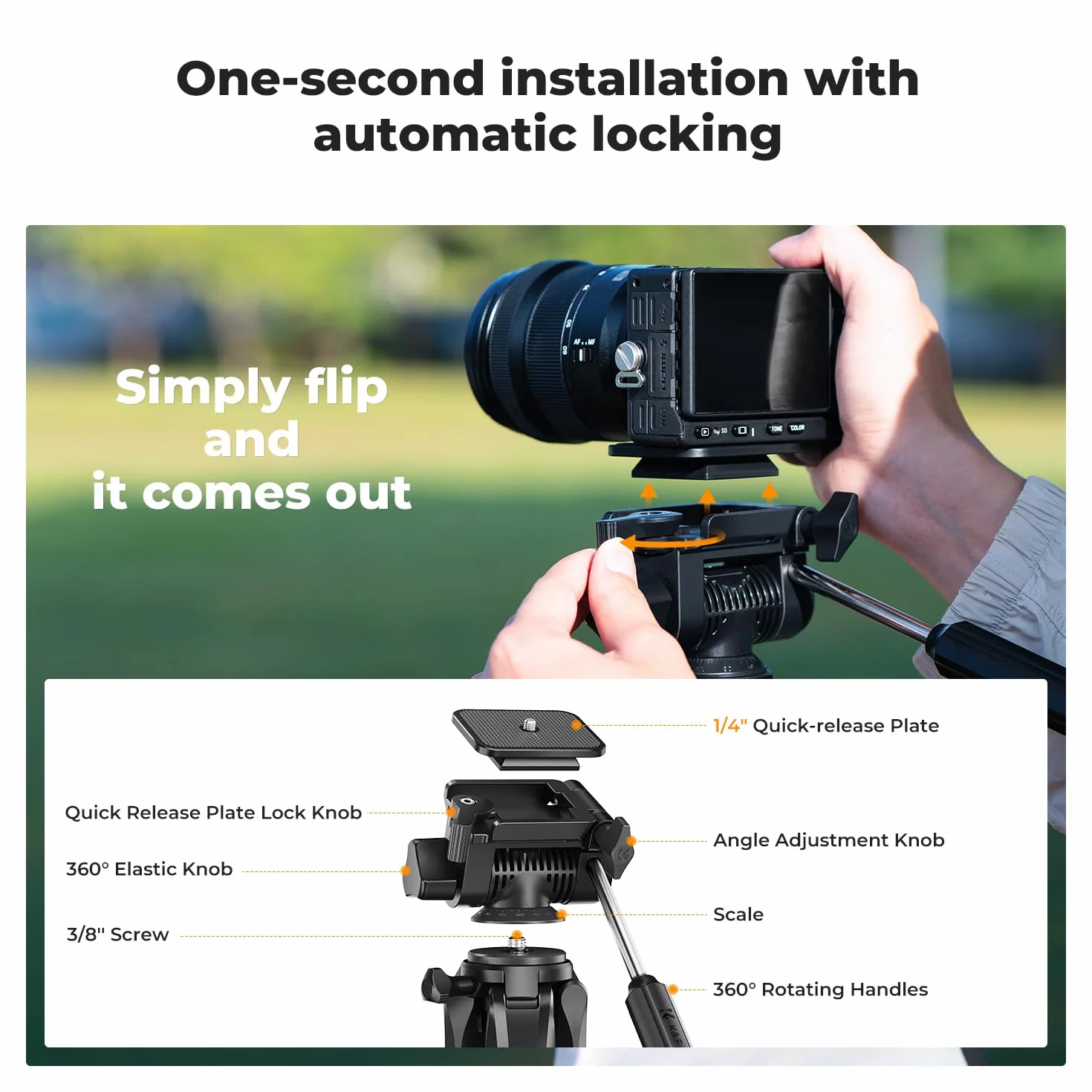 K&F CONCEPT Statyw S254A3+BV01, lekki statyw podróżny 172 cm z etui, uchwytem na telefon i tablet, do aparatów Canon Nikon Sony DSLR