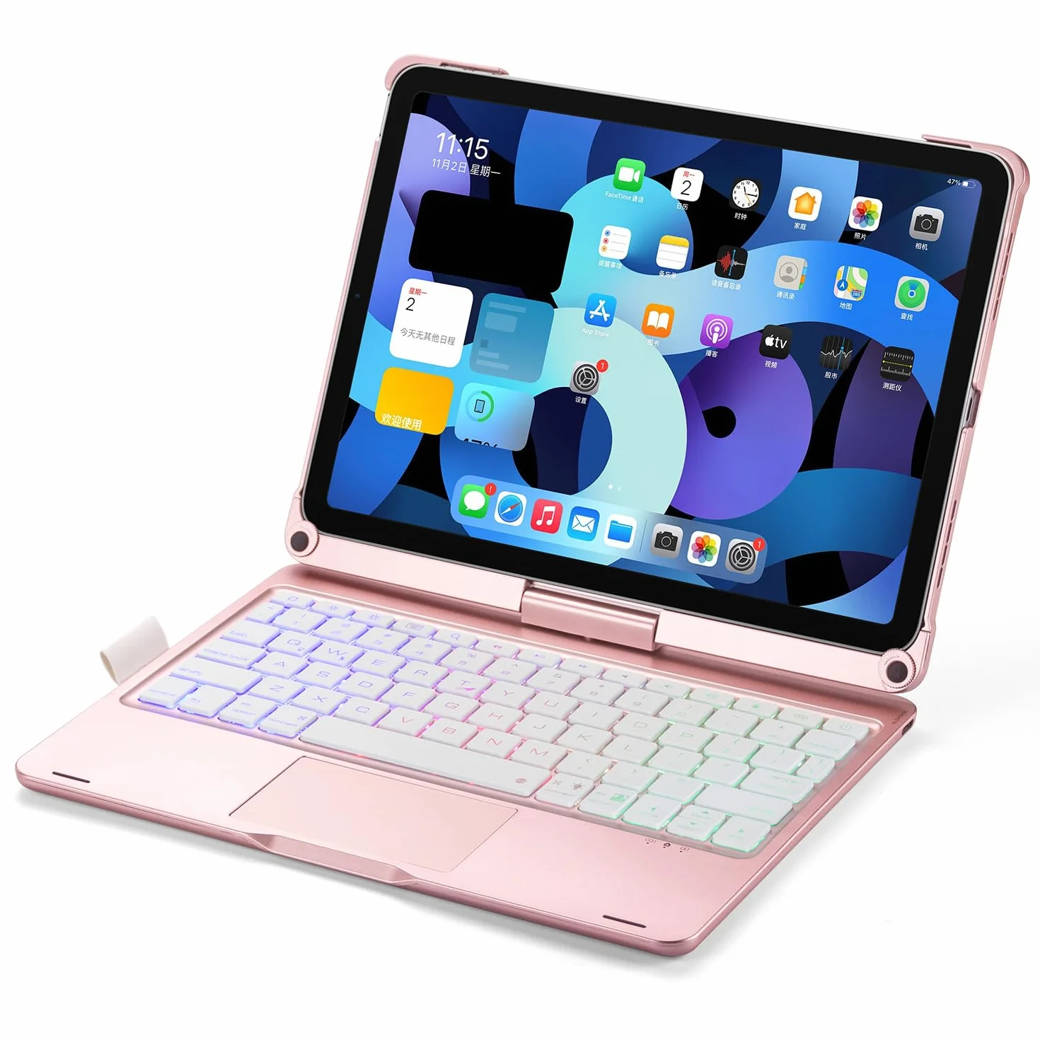 Etui z klawiaturą do iPada Air 4 | Air 5 | Air 11 cali (M2) | Air 11 cali (M3) | Air 11 cali (M4), obracany o 360 stopni touchpad, podświetlana klawiatura