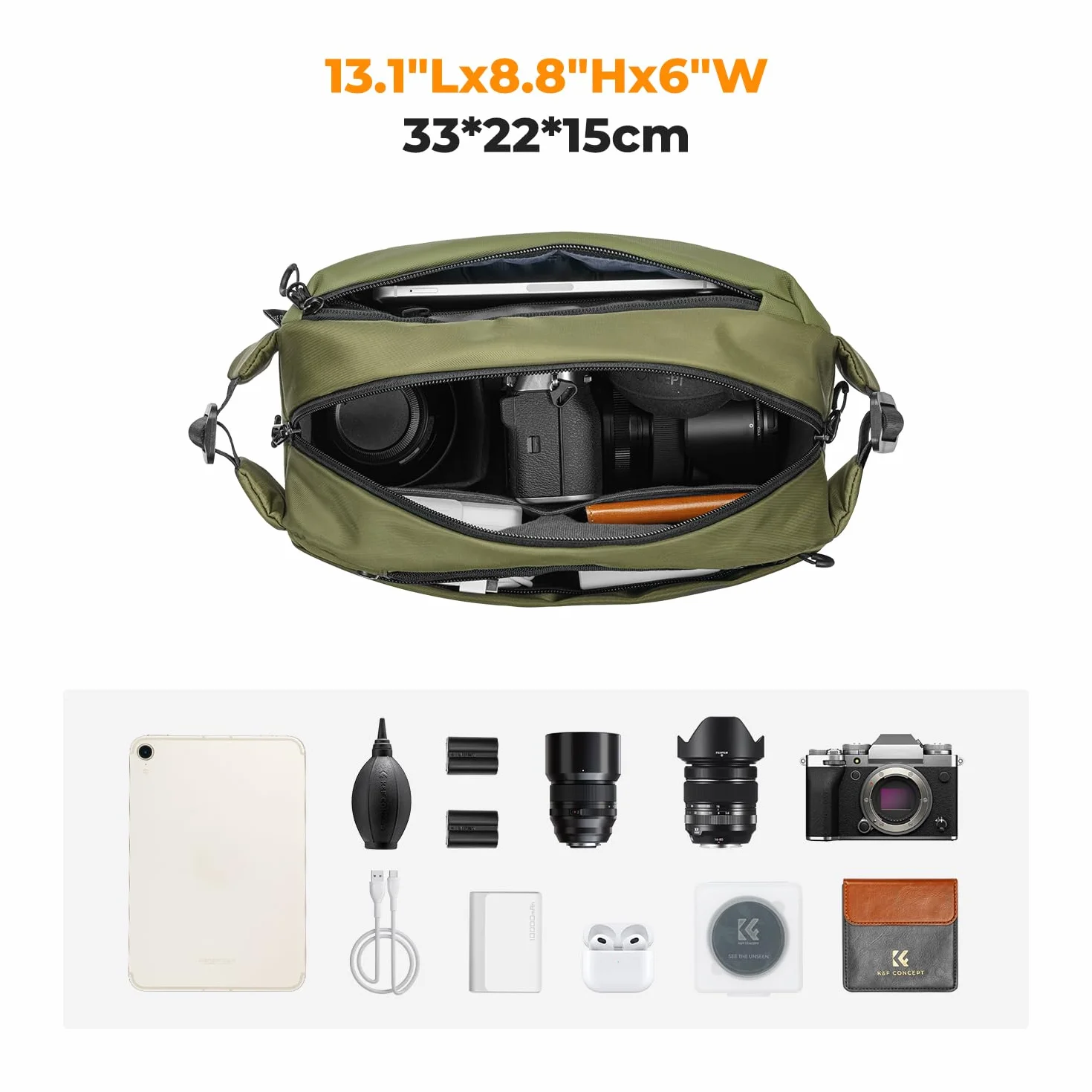 Plecak fotograficzny K&F CONCEPT, torba na ramię, torba kwadratowa, torby dla fotografów, prostokątny futerał na aparat, kompatybilny z plecakiem na drona Canon/Nikon/Sony/DJI Mavic