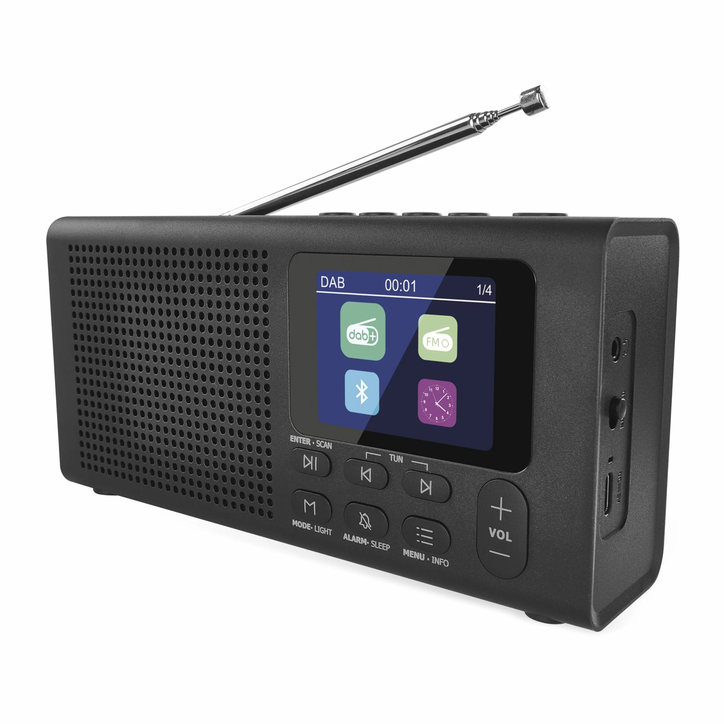 EMOS Radio DAB+ Bluetooth przenośne radio cyfrowe budzik 40 miejsc pamięci DAB+FM kolorowy wyświetlacz TFT LCD