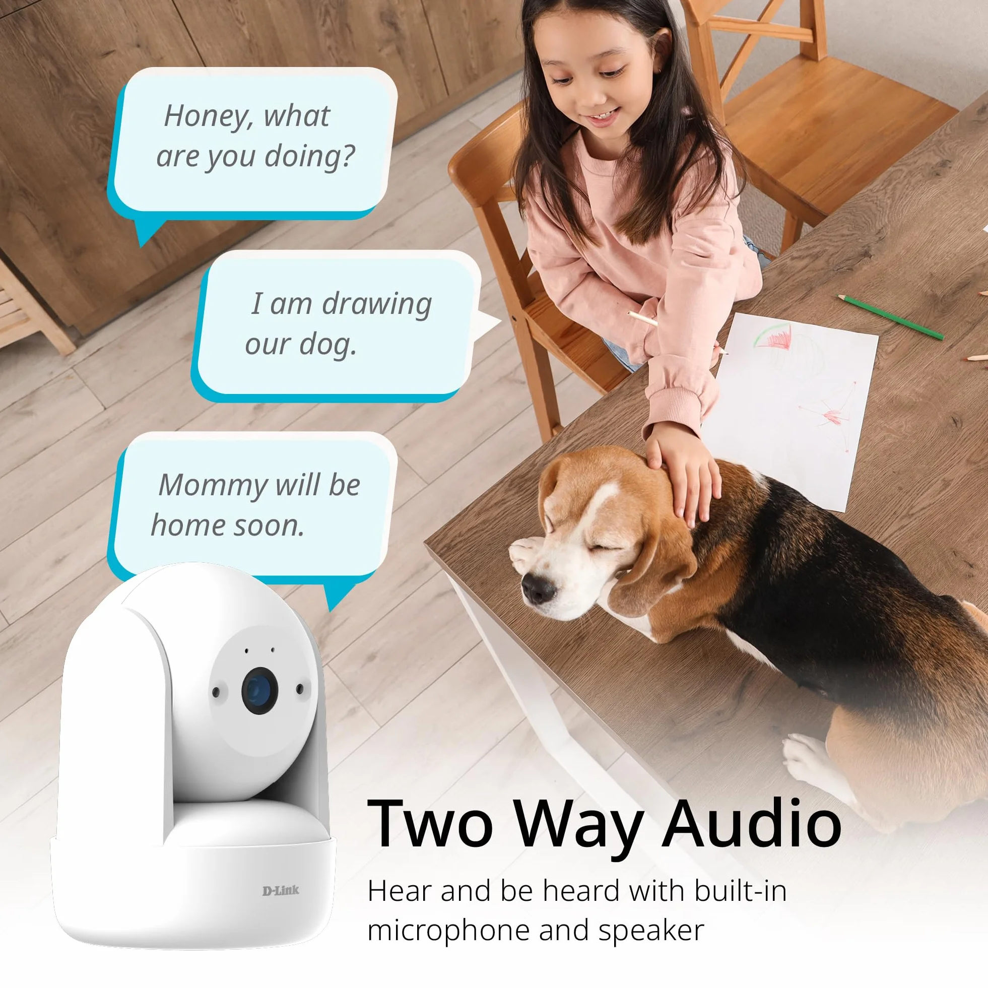 D-Link DCS-6501LH 2K Pan & Tilt Wi-Fi kamera 1296p noktowizor nagrywanie SD chmura wykrywanie dźwięku ruchu dwukierunkowy dźwięk zdalny dostęp