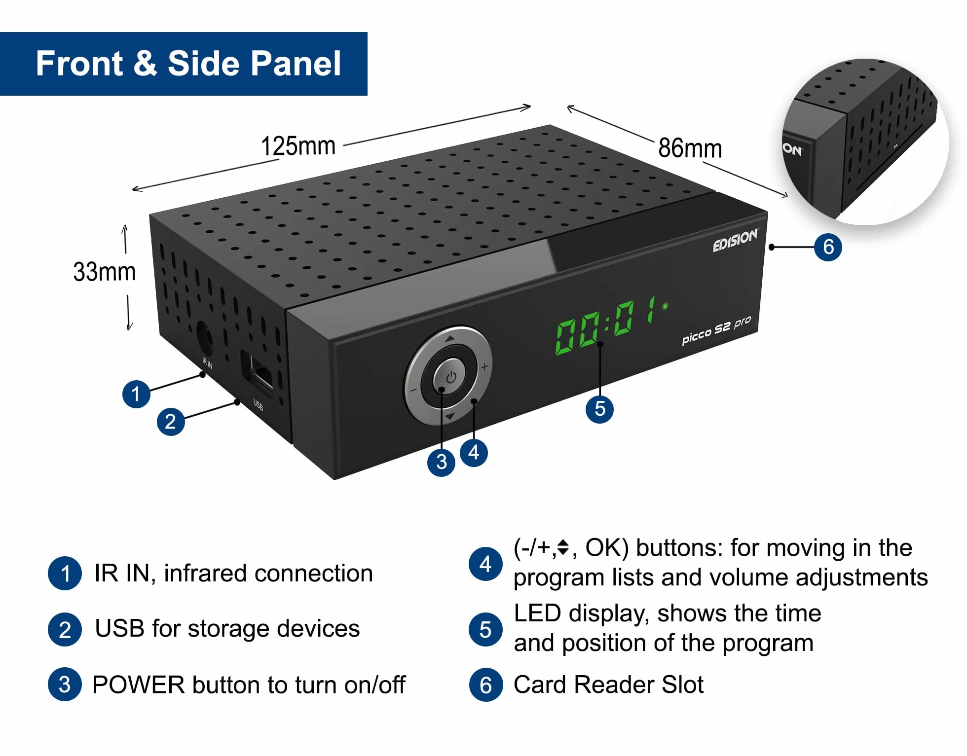 EDISION PICCO S2 pro Full HD Odbiornik satelitarny DVB-S2 H.265 WiFi Multistream HDMI