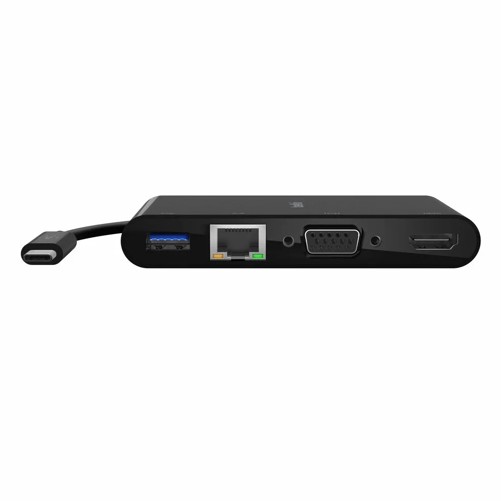 USB-C Multimedia Adapter GBE HDMI VGA USB-A 100W PD Czarny