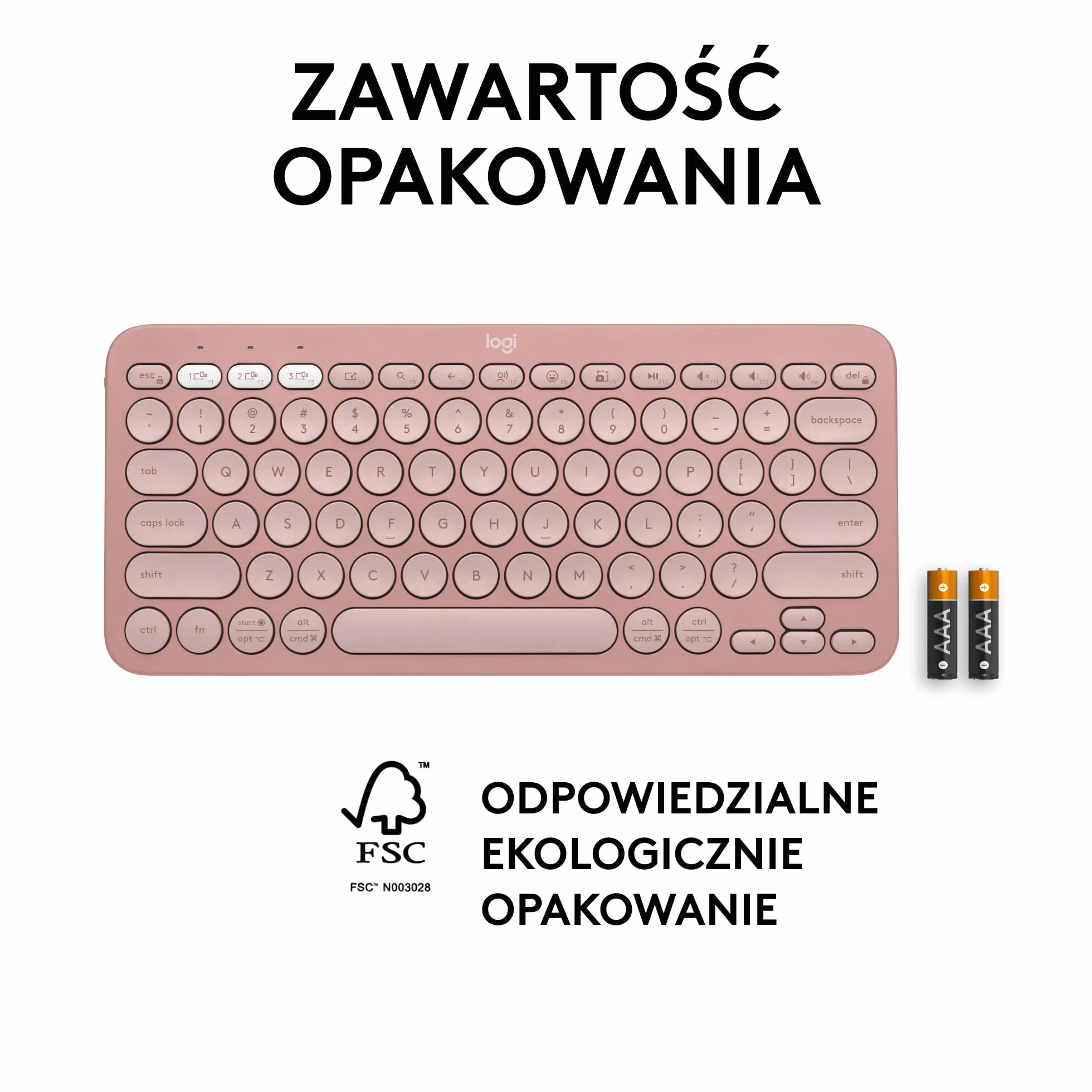Logitech Pebble Keys 2 K380s, bezprzewodowa klawiatura Bluetooth do wielu urządzeń z ustawianymi skrótami, smukła, przenośna, przełączanie, Windows, macOS, iPadOS, Android, Chrome OS, QWERTY US-Różowy