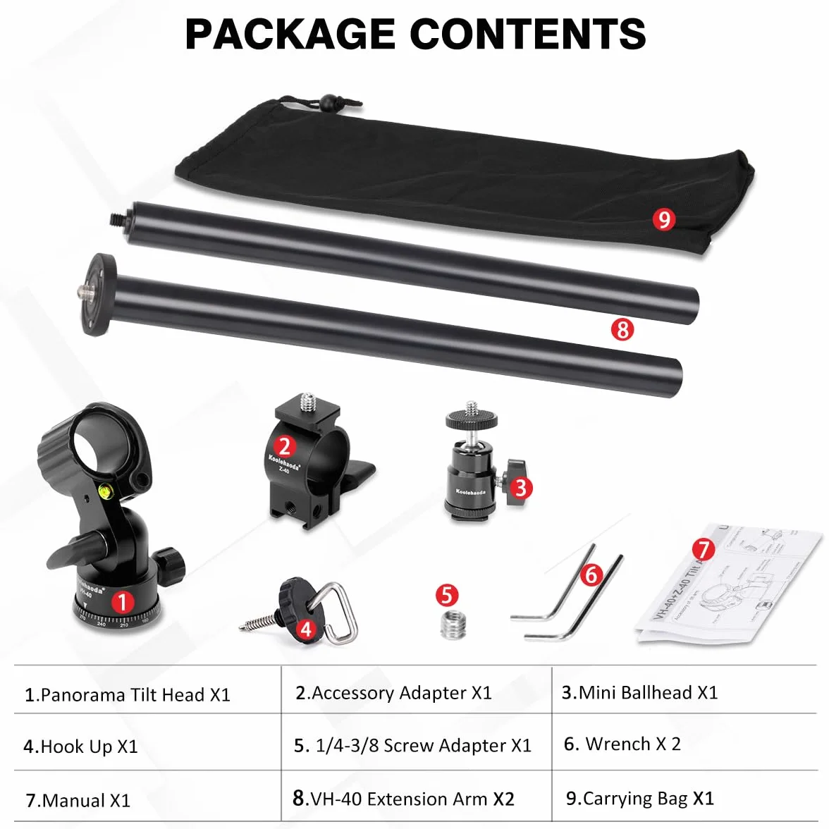 Koolehaoda 84cm ramię przedłużające statywu aluminiowe 2 sekcje obrót 360° obciążenie 10 kg