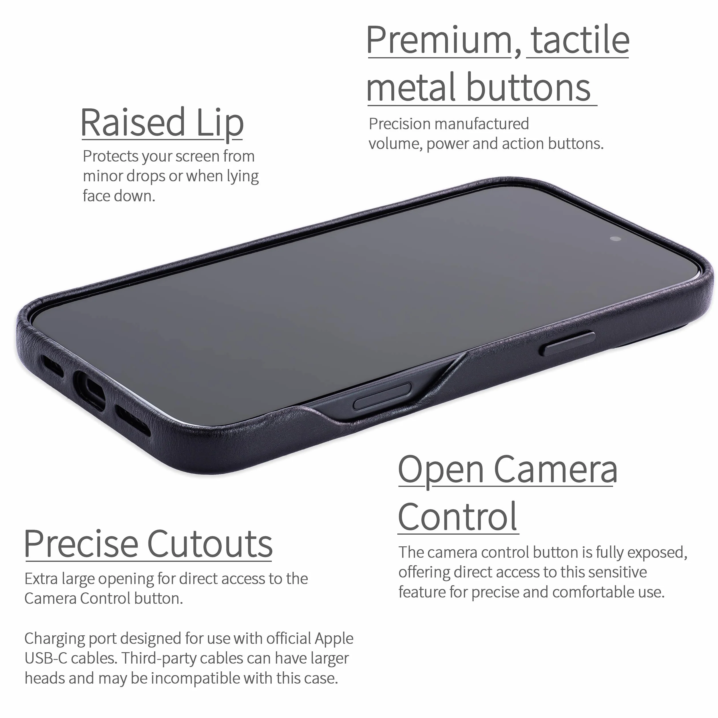 Dockem Etui ze Skóry Naturalnej V2 do iPhone 16 Pro Max z Wycięciem na Sterowanie Kamerą, Wbudowaną Metalową Płytką, Wszytym Portfelem z 2 Przegródkami na Karty Kredytowe (Czarny, M2GL)