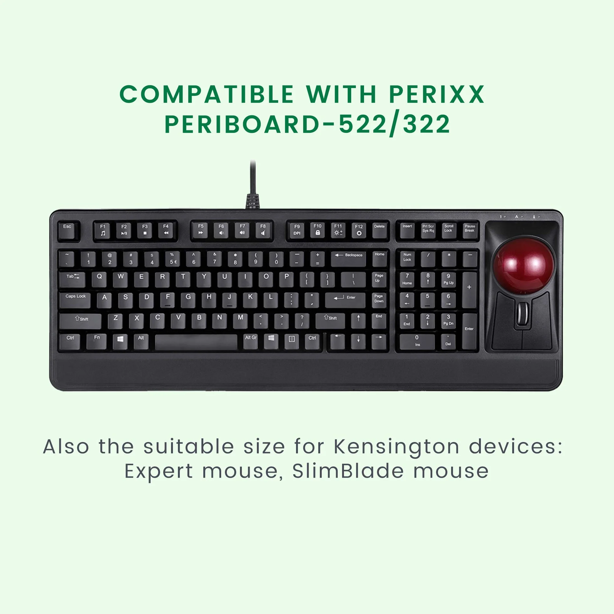 Perixx PERIPRO-304 Trackball 55 mm, błyszczące wykończenie, prędkość, czerwony, kompatybilny z innymi myszkami Trackball