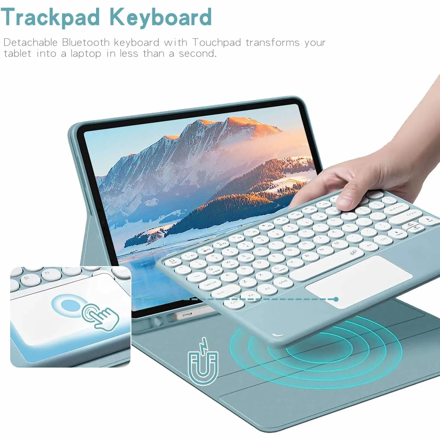 Keyboard Case for Samsung Galaxy Tab S10 FE+ Plus 13,1 cala 2025 (SM-X620/X626), inteligentny gładzik, 7-kolorowe podświetlenie, odłączana klawiatura z uchwytem na pióro i myszką,Black