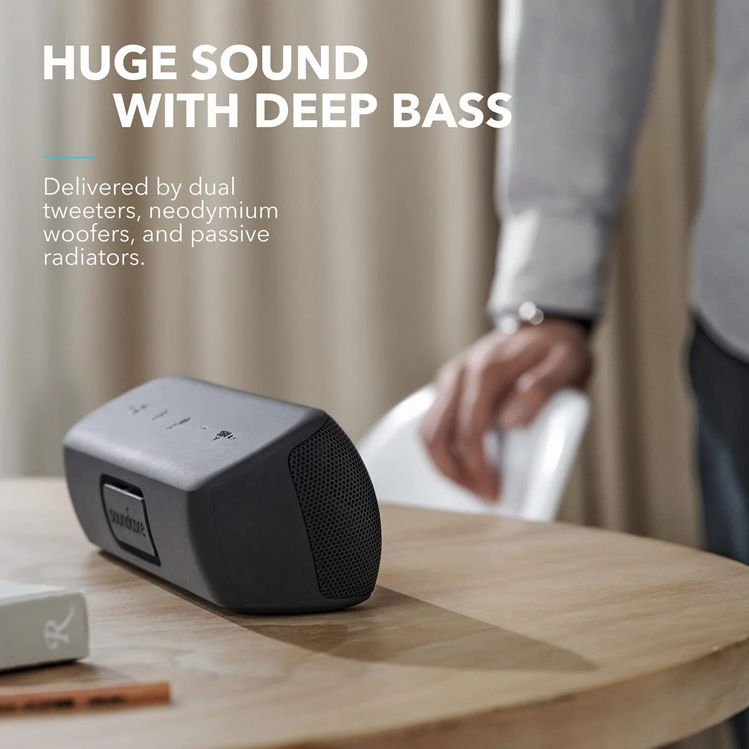 Soundcore Motion+ bezprzewodowy głośnik Bluetooth wysokiej jakości 30 W(odnowiona), rozszerzony bas i wysokie tony, z aplikacją, możliwość dostosowania EQ, 12-godzinny czas odtwarzania