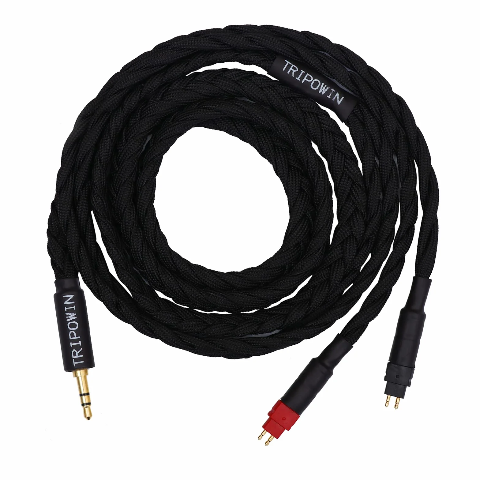 Linsoul Tripowin GranVia Upgraded OFC kabel zamienny audio o wysokiej czystości, długość 1,5 m, gniazdo słuchawkowe HD650, gniazdo słuchawkowe do HD600/HD580/HD660S/HD58X Jubilee(czarne, 3,5 mm)