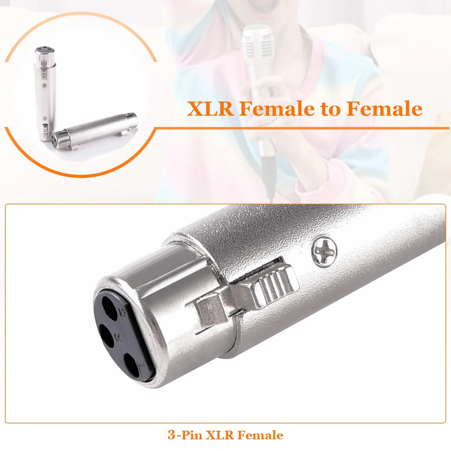 2 Sztuk 3-Stykowe Złącze XLR Gender Changer, Adapter XLR Żeński na Żeński, do Mikrofonów, Mikserów Sprzętu Audio