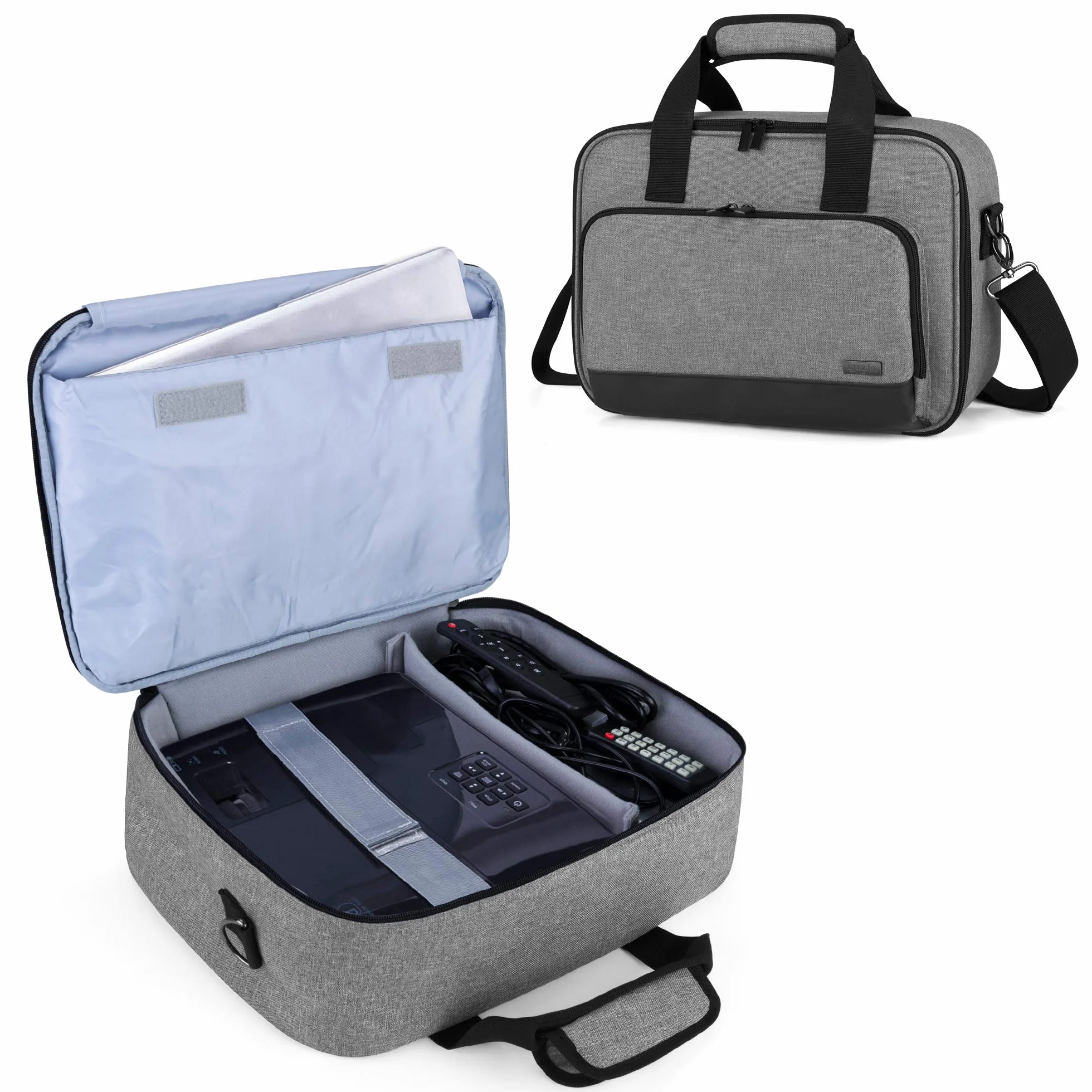 Luxja Torba na projektor kompatybilna z projektorem Acer, BenQ, Epson, Optoma i Viewsonic, torba z projektorem z etui ochronnym na laptopa, 39,4 cm x 28 cm x 13,5 cm, szara