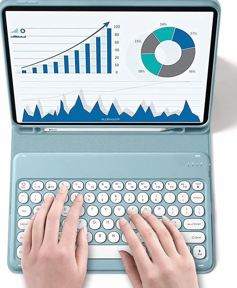 Etui z klawiaturą do Samsung Galaxy Tab S10 Fe/ S9 Fe 5G 10,9"/Tab S9 11", zdejmowana klawiatura Bluetooth z uchwytem na długopisy, różowy