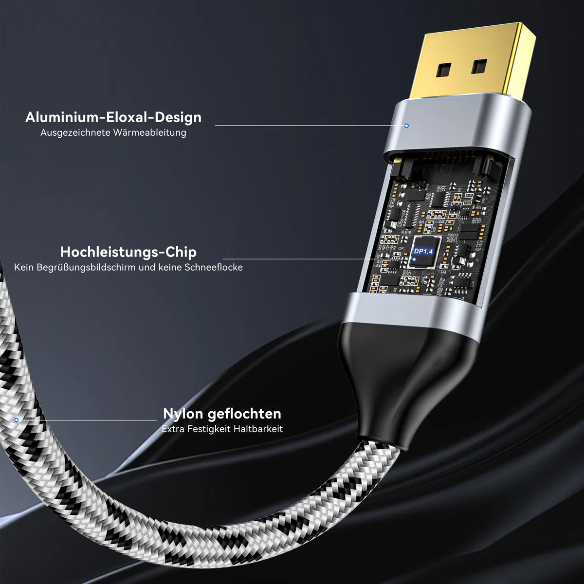 Kabel USB C do DisplayPort, 8K 60 Hz, 4K 240 Hz/144 Hz, HDR VRR, Thunderbolt 4 3, USB C na DisplayPort 1.4, kabel do iPhone 15, MacBook Pro Air M1, M2, iPad Pro Air 5, Surface Pro 8, Galaxy