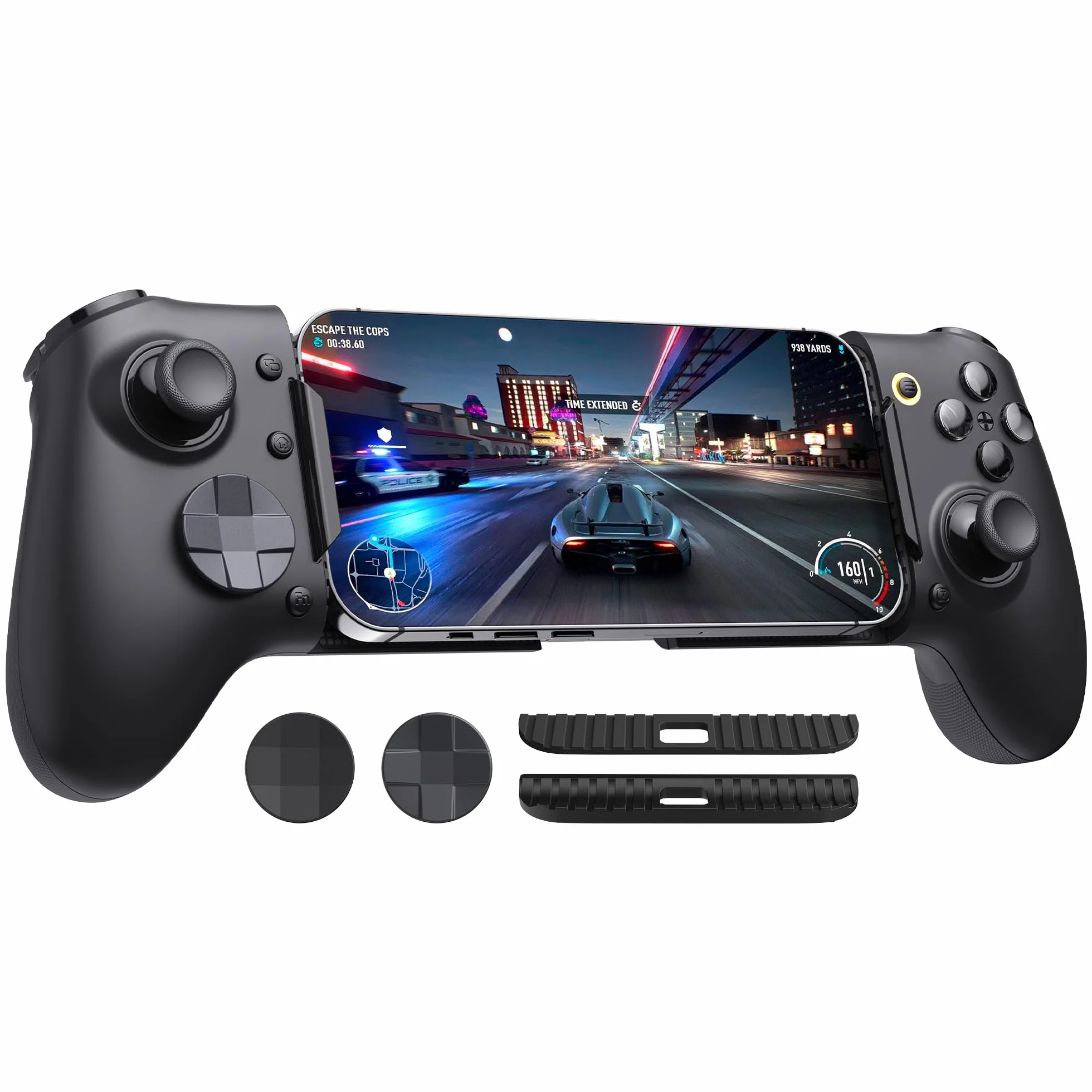 EasySMX M20 mobilny kontroler z USB-C do iPhone'a, smartfonów z systemem Android i tabletów 8,5", smartphone Controller z joystickiem z efektem pogłosu / dwustopniowym wyzwalaczem, Dual Grip