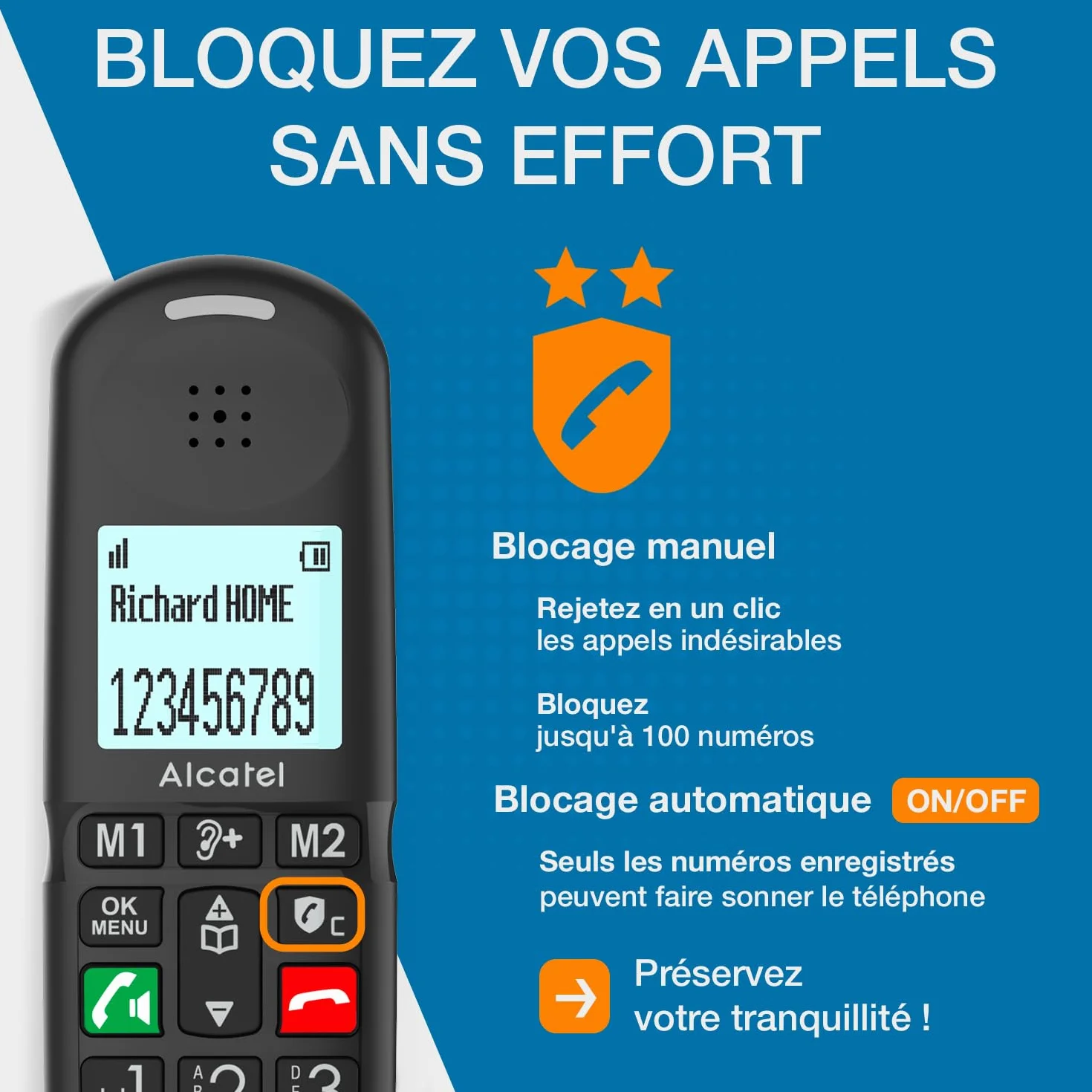 ALCATEL XL685 Duo - Bezprzewodowy telefon stacjonarny DECT Senior Format XL - ekran graficzny o wysokiej czytelności - duże klawisze - Boost audio, głośnomówiący, blokowanie połączeń - 2 słuchawki -