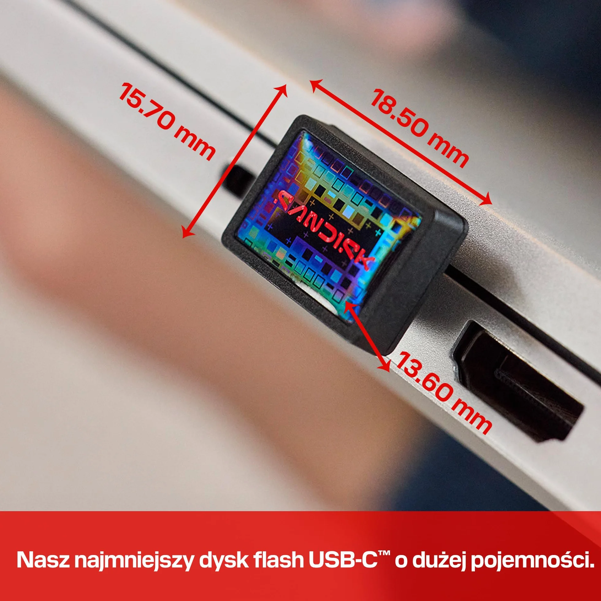 SANDISK Extreme Fit USB-C Dysk flash 256 GB (Prędkości odczytu do 400 MB/s, pamięć masowa typu plug-and-stay, aplikacji SANDISK Memory Zone)