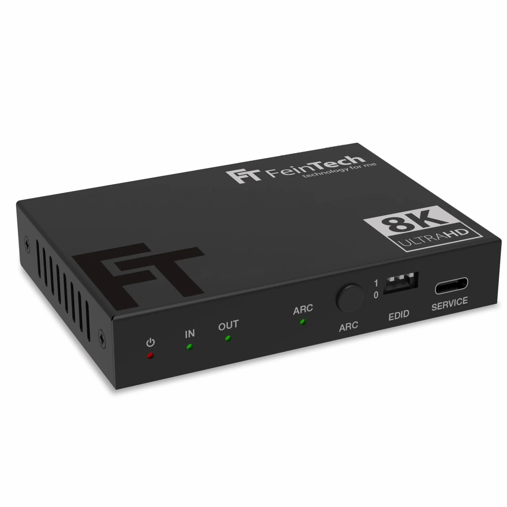 FeinTech AX210 ekstraktor audio HDMI 2.1 4K 120Hz 8K VRR ALLM, HDMI-Out + audio (optyczny Toslink 5.1 + AUX stereo), CEC-Pass i ARC, obsługa TV do systemu dźwiękowego
