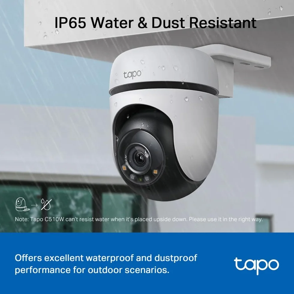 TP-Link Tapo C510W Kamera zewnętrzna Wi-Fi 2K QHD IP65 Śledzenie ruchu Pełnokolorowy tryb nocny