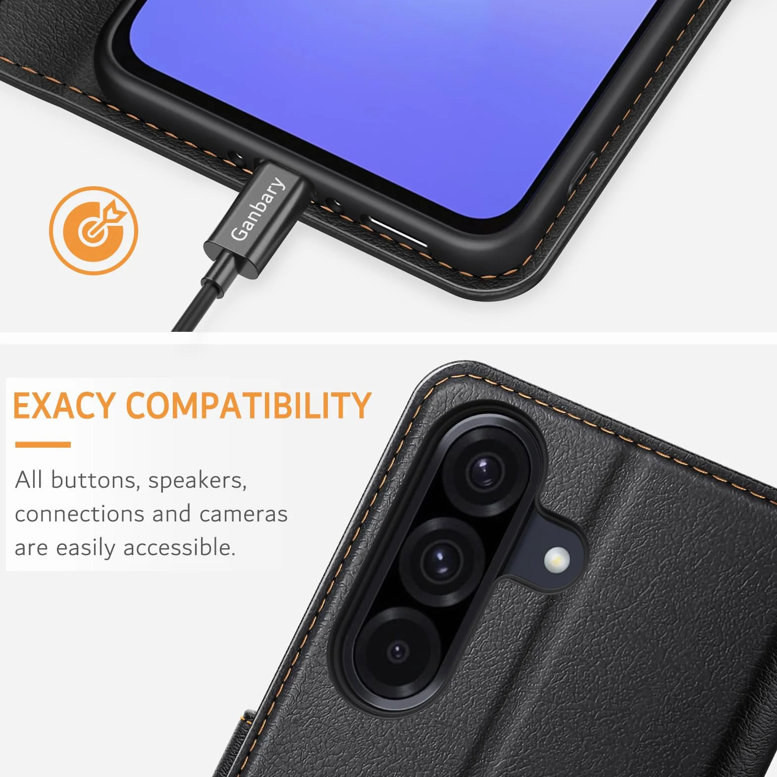 Ganbary Handyhülle für Samsung Galaxy A36 / A56 5G Hülle, Premium Leder Klapphülle [Kartenschlitz] [Magnetverschluss] [Standfunktion] Komórka do Galaxy A36 / A56 5G etui ochronne, czarny czarny