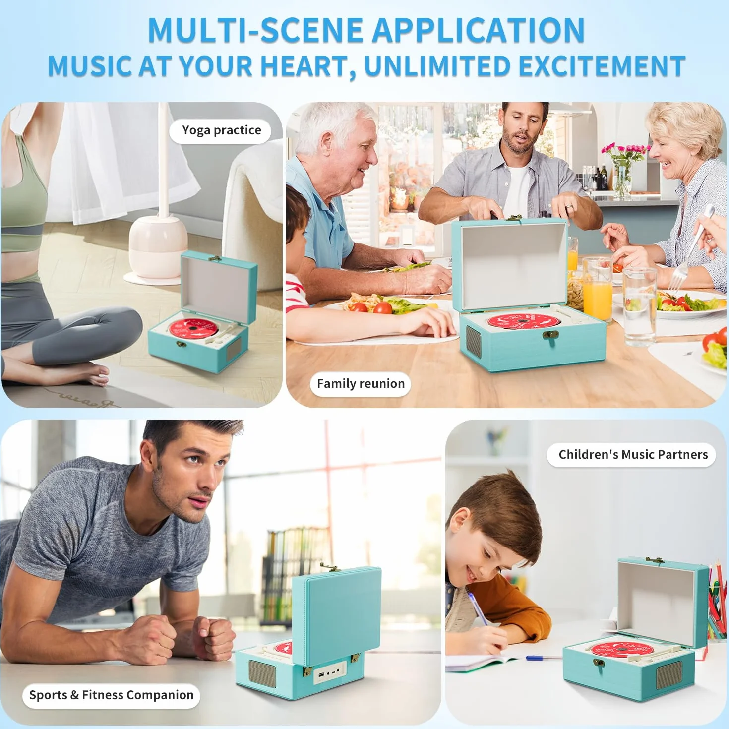 Yintiny Blue Time Music Box odtwarzacz CD z głośnikami do dekoracji domu
