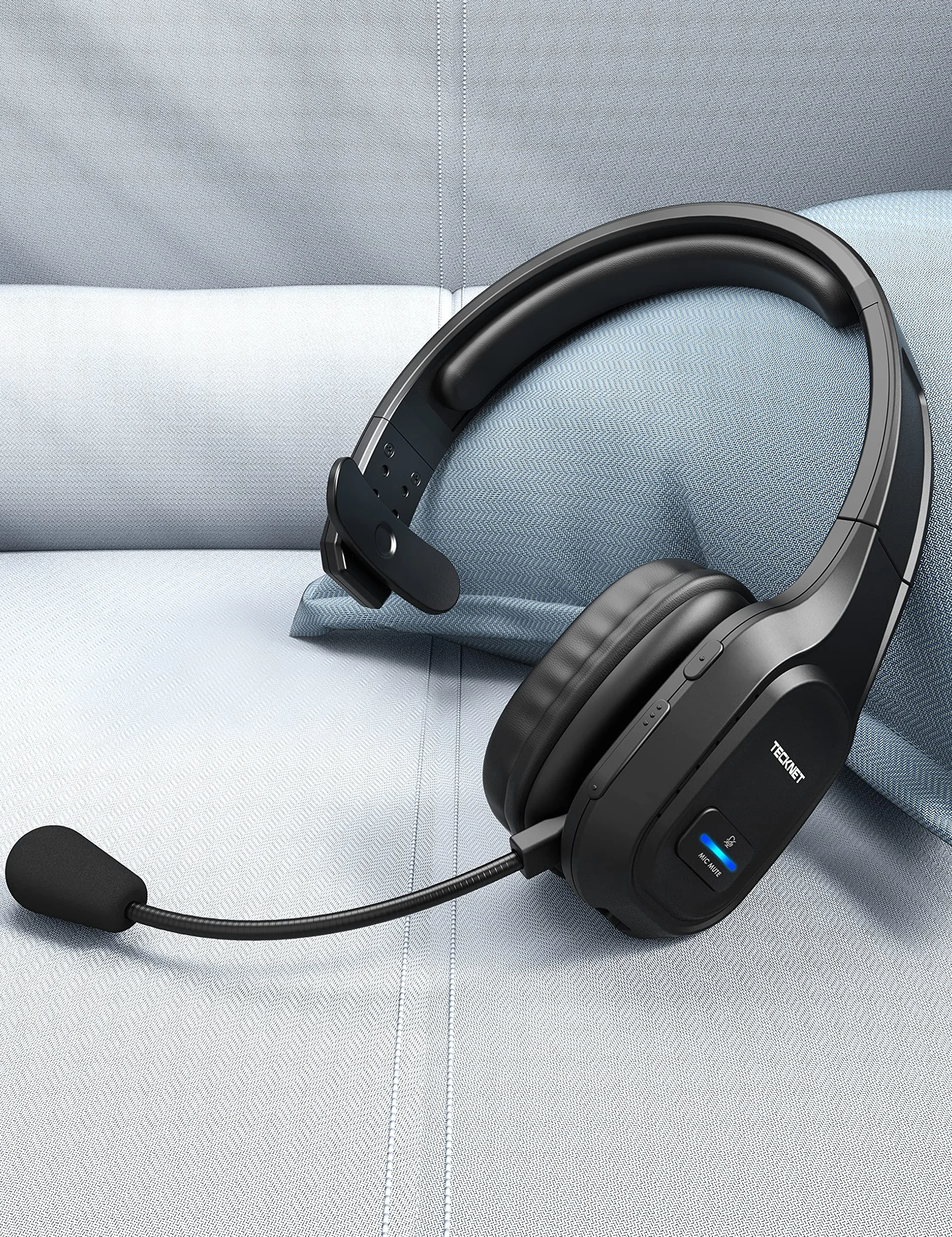TECKNET Bezprzewodowy zestaw słuchawkowy Bluetooth z mikrofonem, redukcja szumów, 32-36h pracy