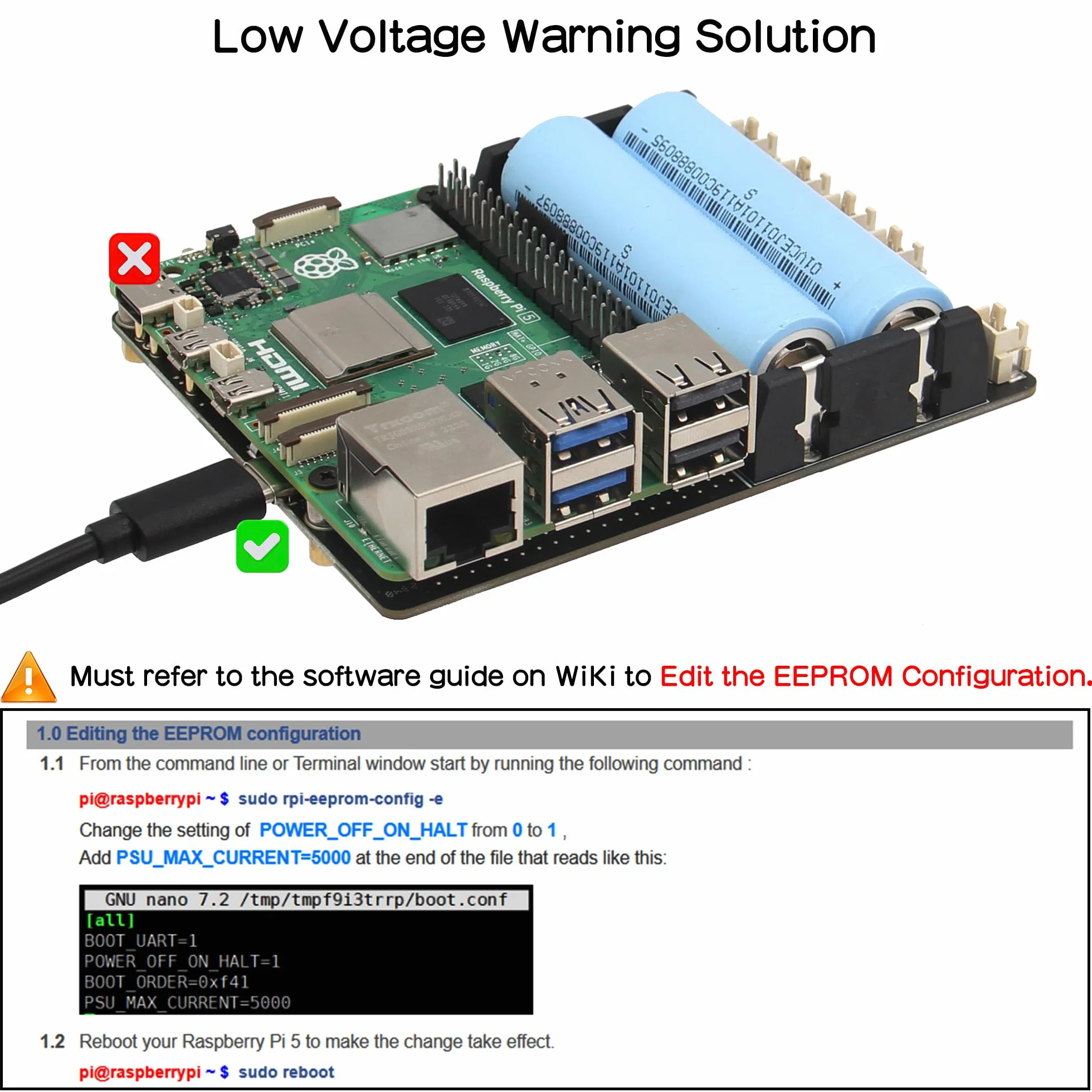 Geekworm X1201 Ultra-thin 18650 UPS Shield for Raspberry Pi 5, with Max 5.1V 5A Output & Auto Power On & Safe Shutdown & Power Loss Detection Function