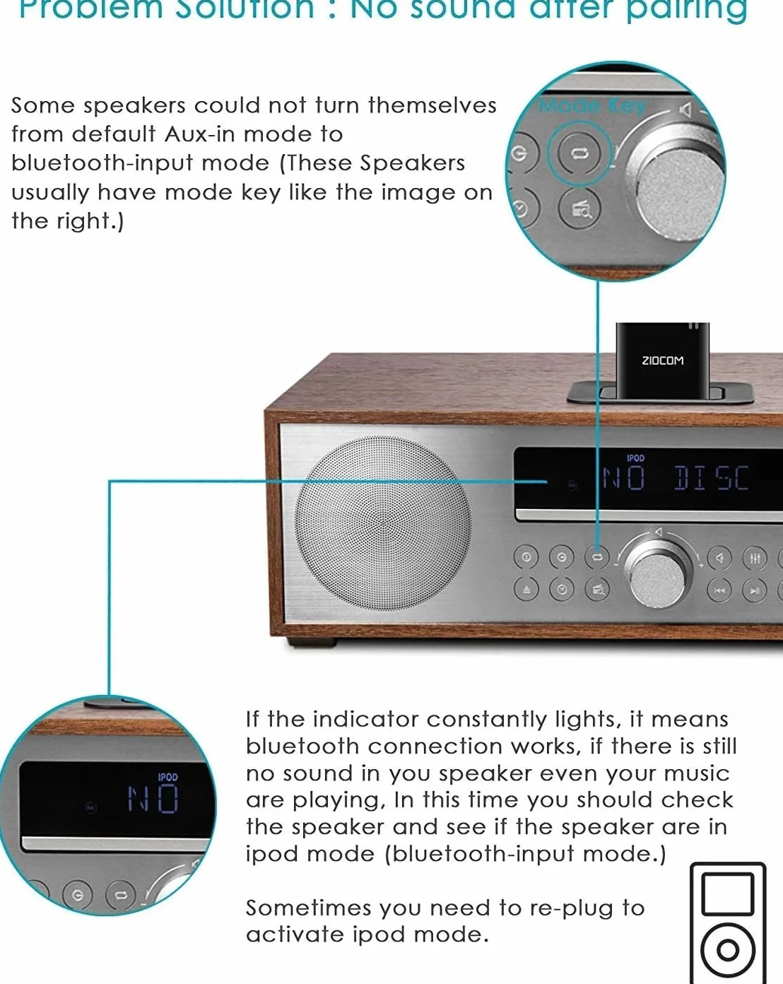 Odbiornik muzyczny Bluetooth bezprzewodowy 4.1 A2DP adapter do Bose Sounddock i 30-pinowy głośnik dokujący iPhone iPod Dock, nie nadaje się do samochodów lub motocykli, czarny