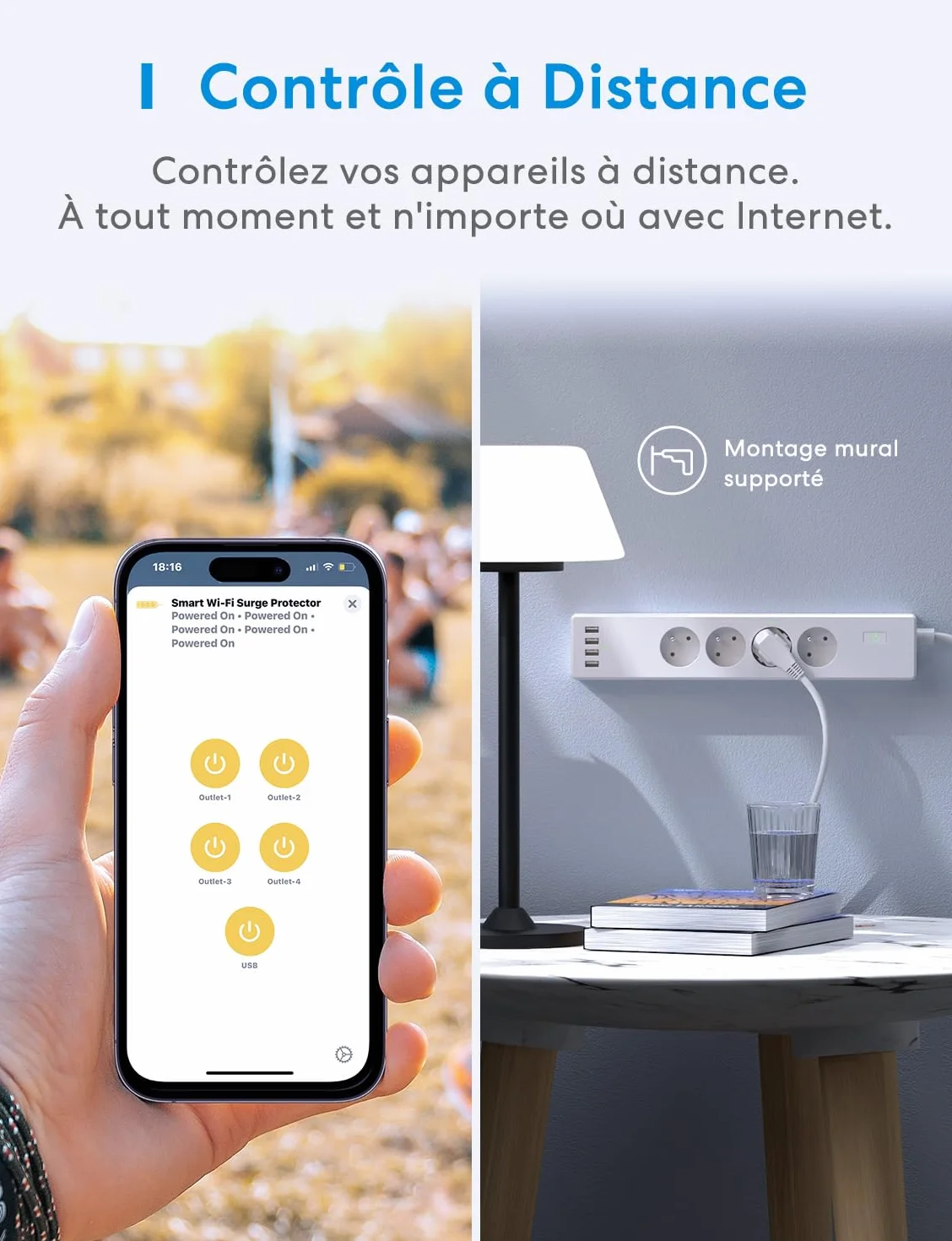 Inteligentna listwa zasilająca 16A Wi-Fi 4 gniazda AC 4 porty USB kompatybilna z Apple HomeKit Alexa Google Home sterowanie głosowe