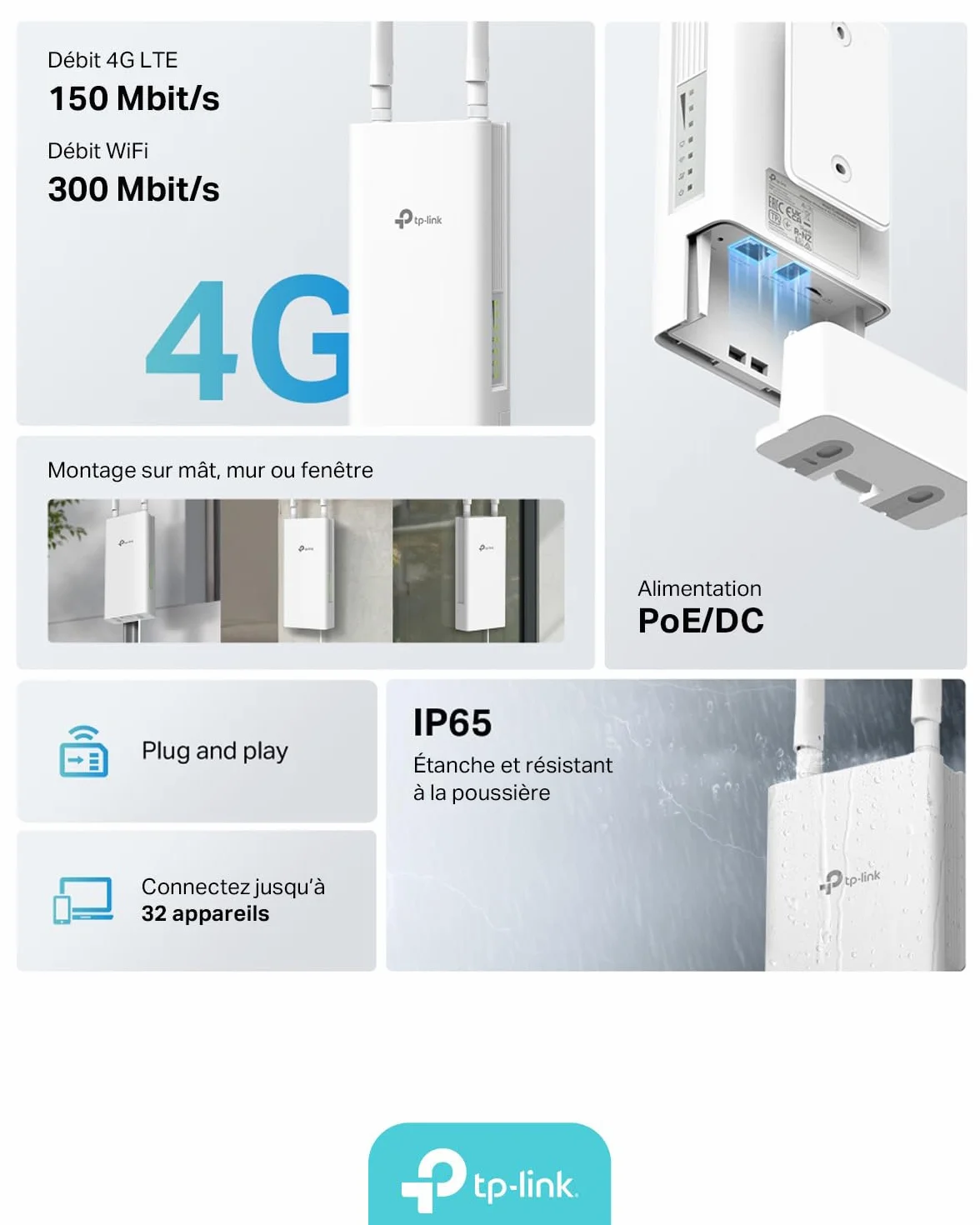 TP-Link TL-MR110-Outdoor Zewnętrzny router WiFi 4G LTE slot na kartę SIM IP65 PoE
