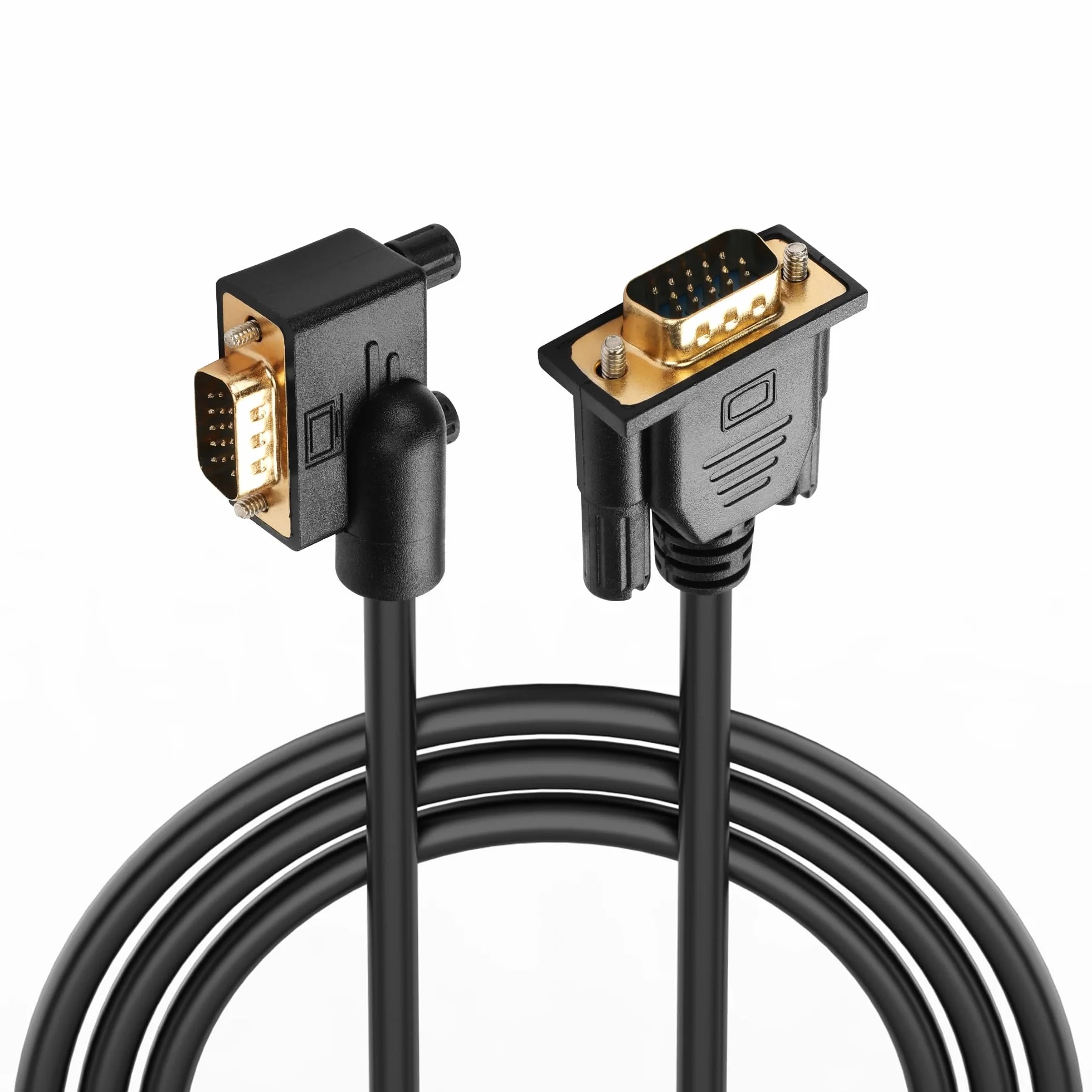 Kabel VGA RGB 90 stopni, 1,5 m, 1080P Full HD Lewy kąt VGA męski na męski VGA do monitora komputerowego, projektora i innych (1,5 M)