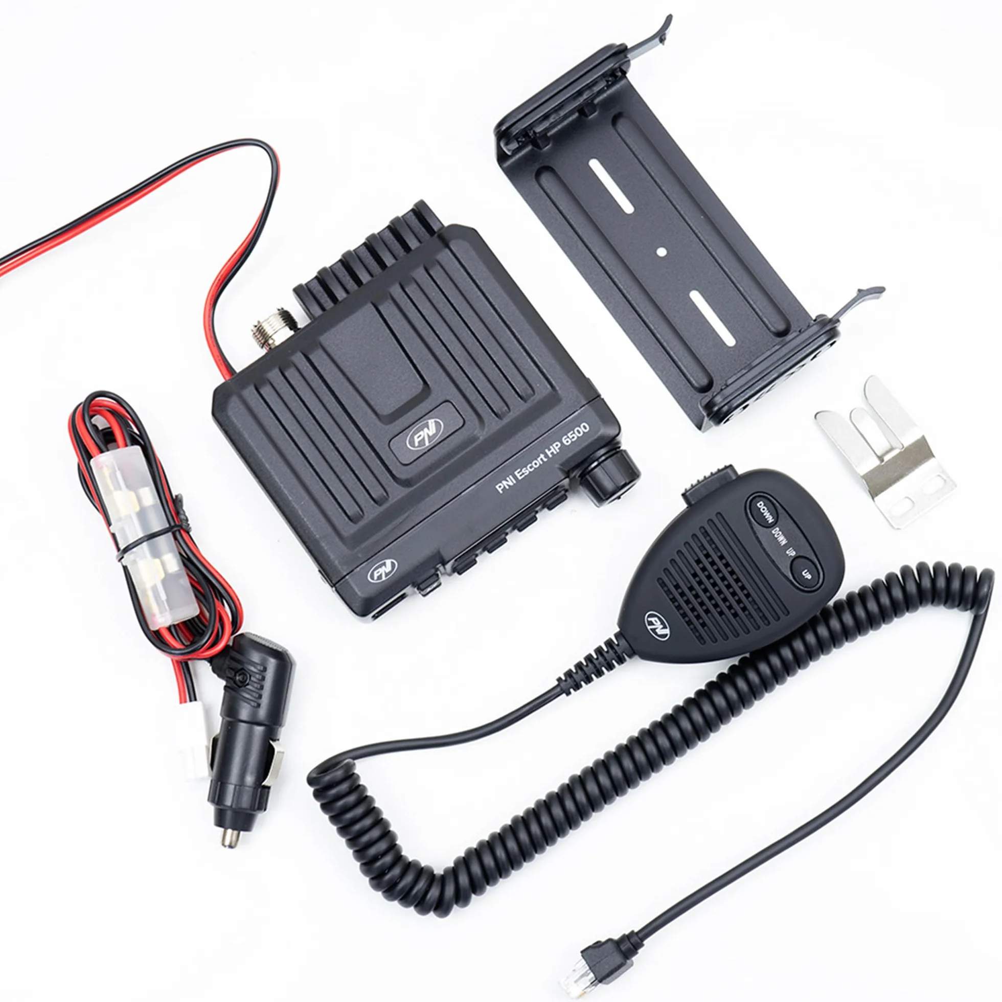 CB Radio PNI Escort HP 6500, Citizen Band, multistandard, 4W, 12V, ASQ, RF Gain, wtyczka do zapalniczki w zestawie, przełącznik AM/FM tylko dla pasma UE