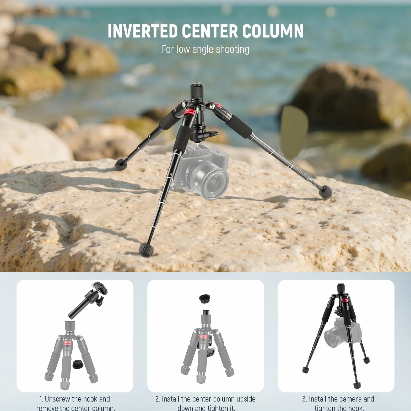 Neewer Przenośny mini statyw biurkowy - stop aluminium 20"/50 cm z głowicą kulową 360 stopni, płyta szybkiego obuwia do kamery wideo DSLR, obciążenie do 11 funtów / 5 kg
