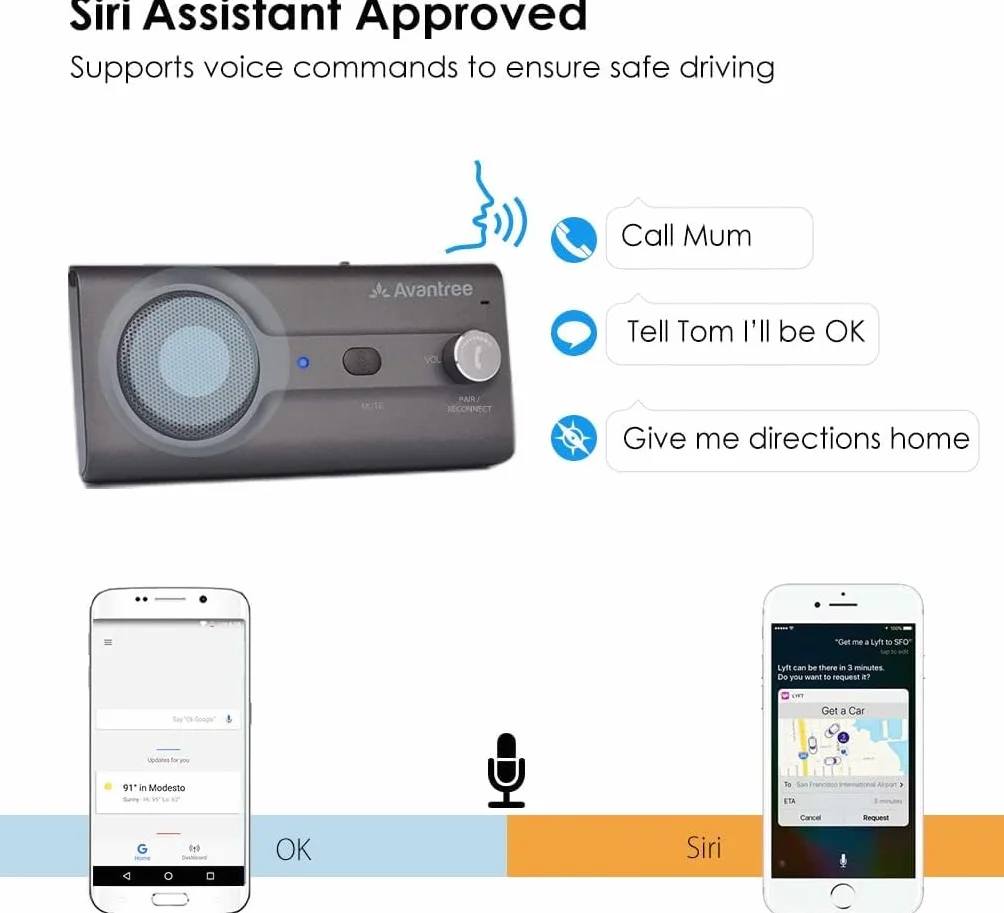 Avantree CK11 zestaw głośnomówiący Bluetooth 5.0, wysokiej jakości głośny głośnik, automatyczne włączanie, pokrętło głośności, bezprzewodowy zestaw głośników głośnomówiących z klipsem na wizjer