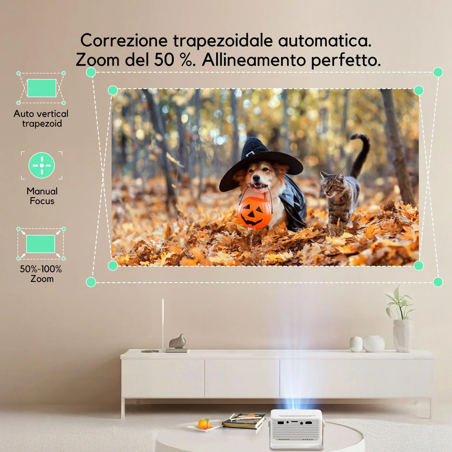 YOTON Mini Projektor - Y3 Przenośny projektor 1080P Full HD, Korekcja tTapezu ±15°, 200 cali, Zoom 25%, Projektor Wideo Kina Domowego kompatybilny z HDMI/USB/iOS/Android/Firestick/PS5