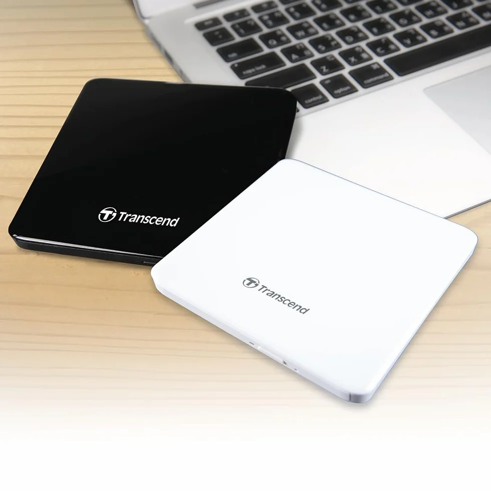 Transcend Zewnętrzny napęd DVD USB Type-A CD DVD +/- RW Napęd optyczny Burner Slim do laptopa/komputera stacjonarnego (TS8XDVDS-K) Czarny